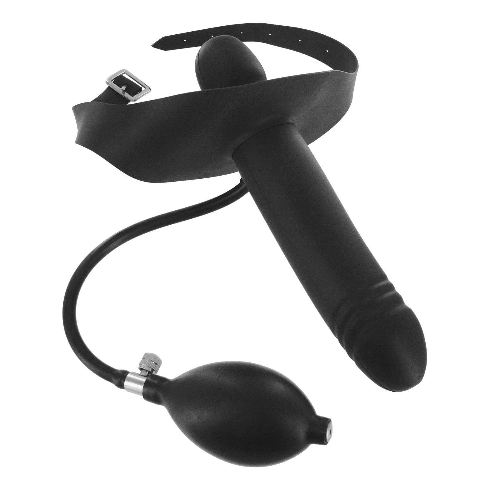 Inflatable gag with dildo in a monochrome setting