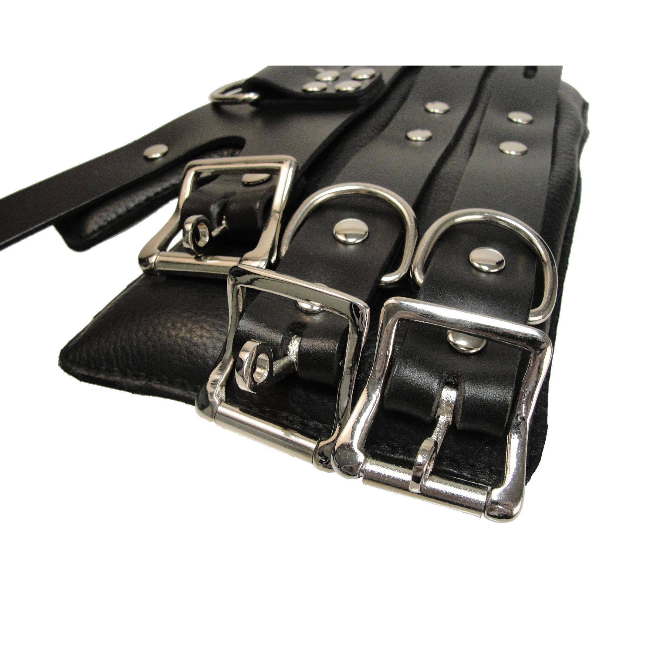 Set of Strict Leather Suspension Cuffs with metallic buckle closures