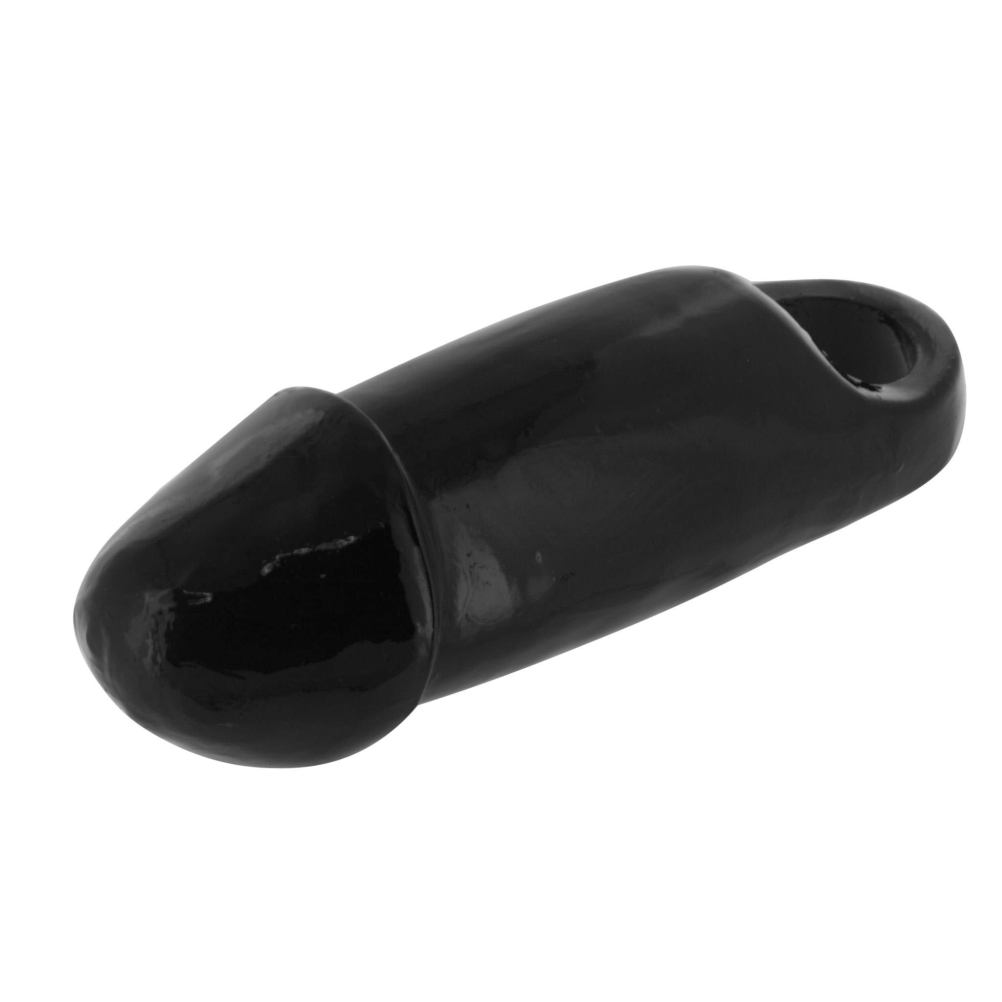 Black silicone penis enhancer with enlargement feature