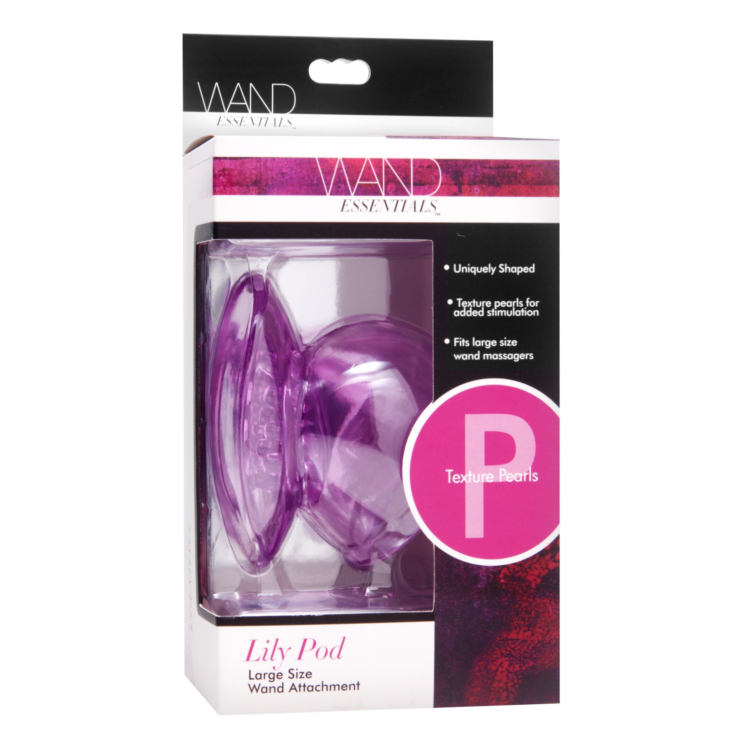 Boxed Lily Pod wand attachment showcasing the product and its features