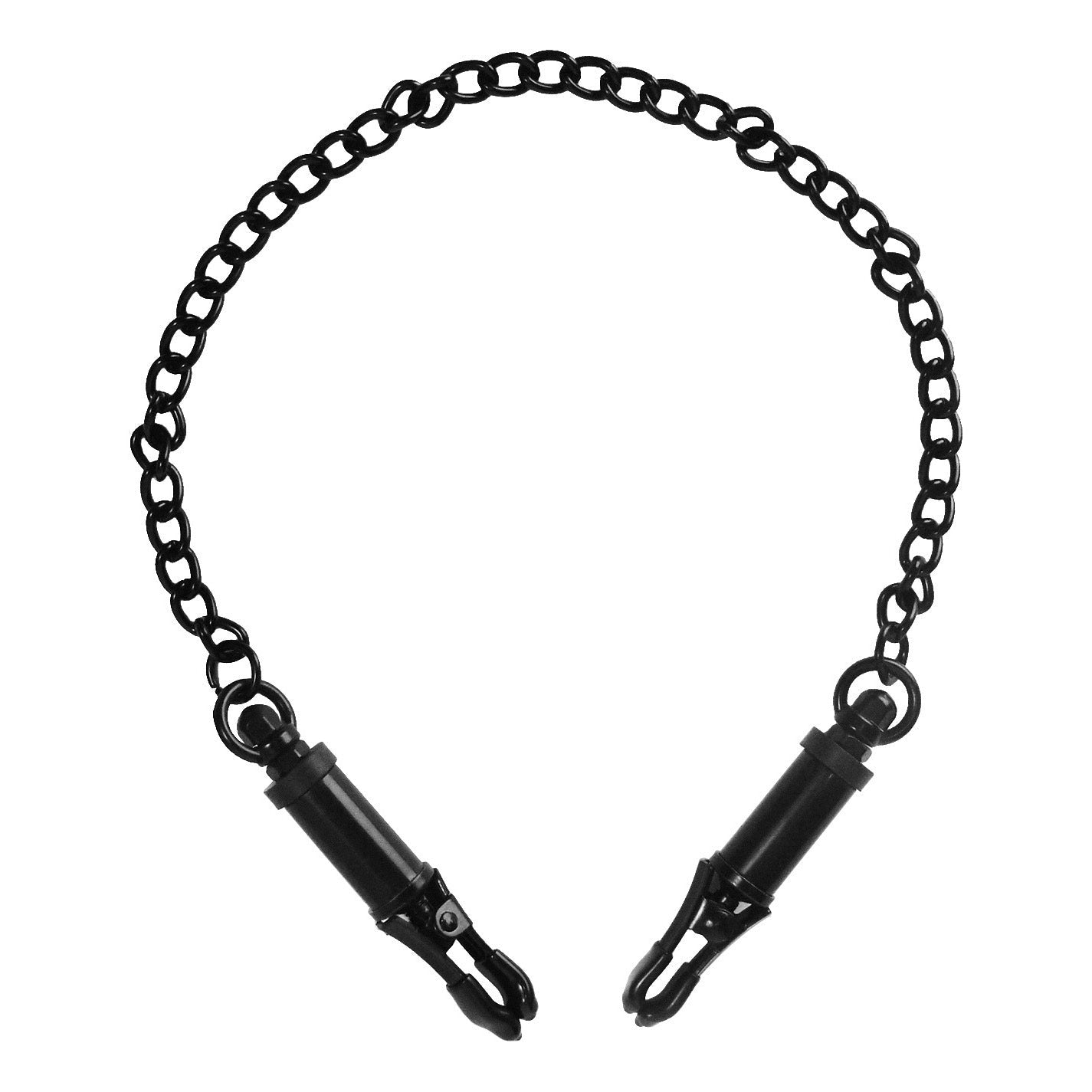 Close-up view of black deluxe adjustable nipple clamps with tension screws