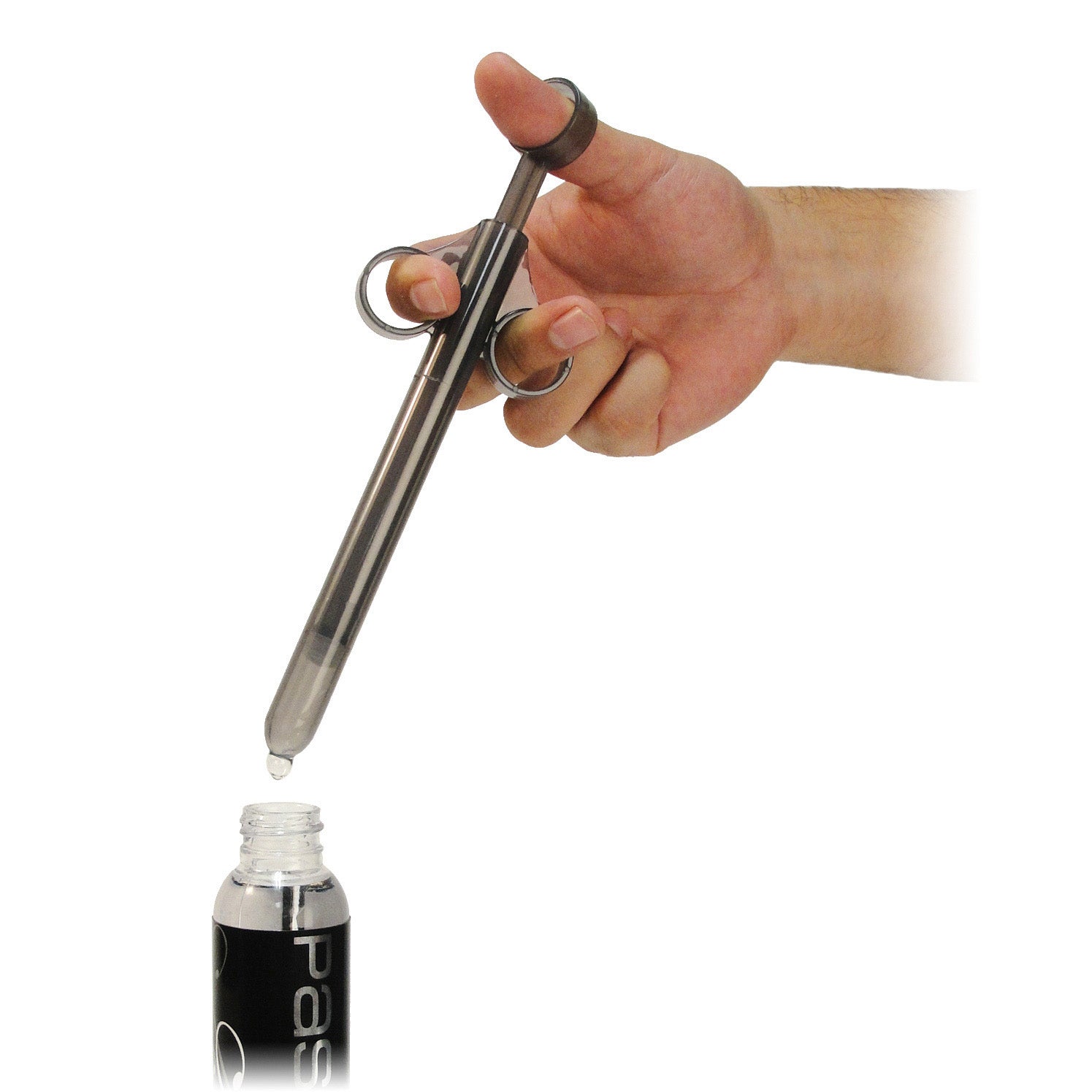 Hand holding the XL Lubricant Launcher with a focus on the nozzle