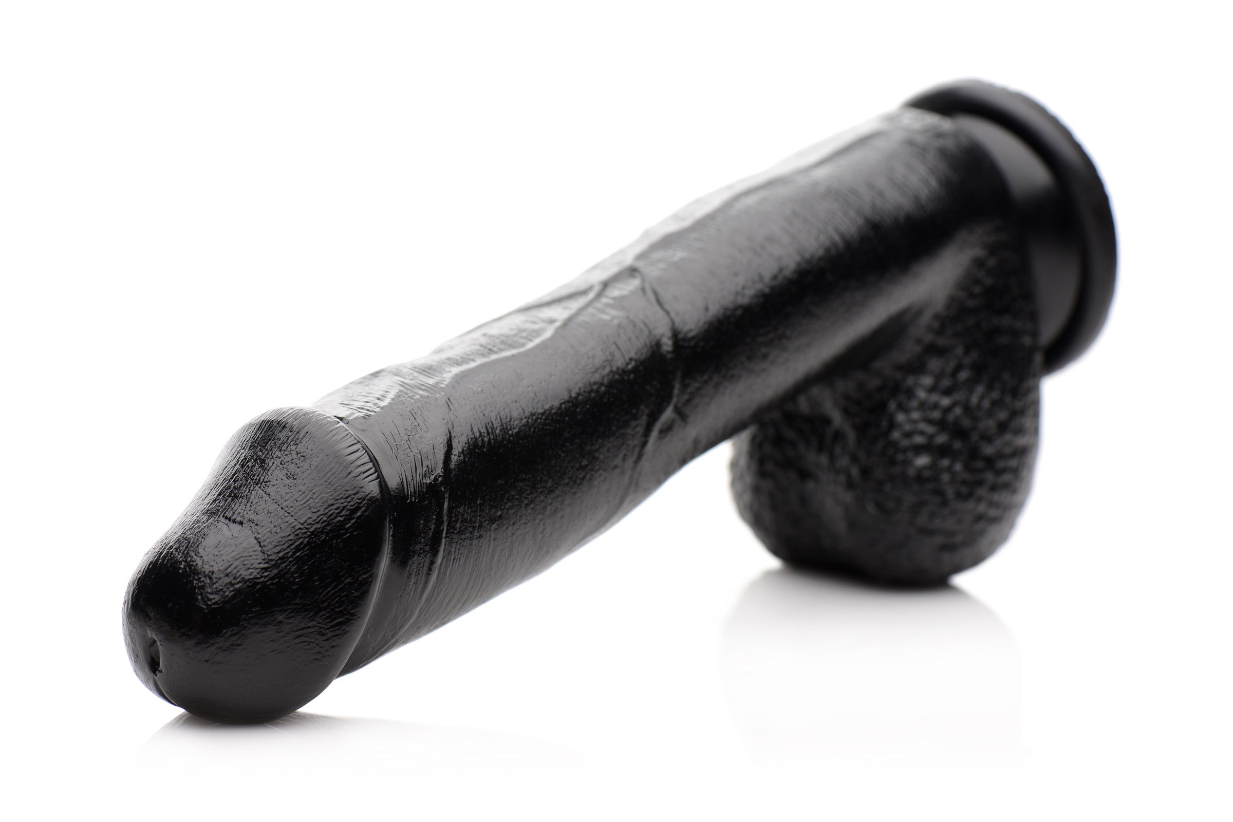 Mighty Midnight 10 inch black dildo with a suction cup base