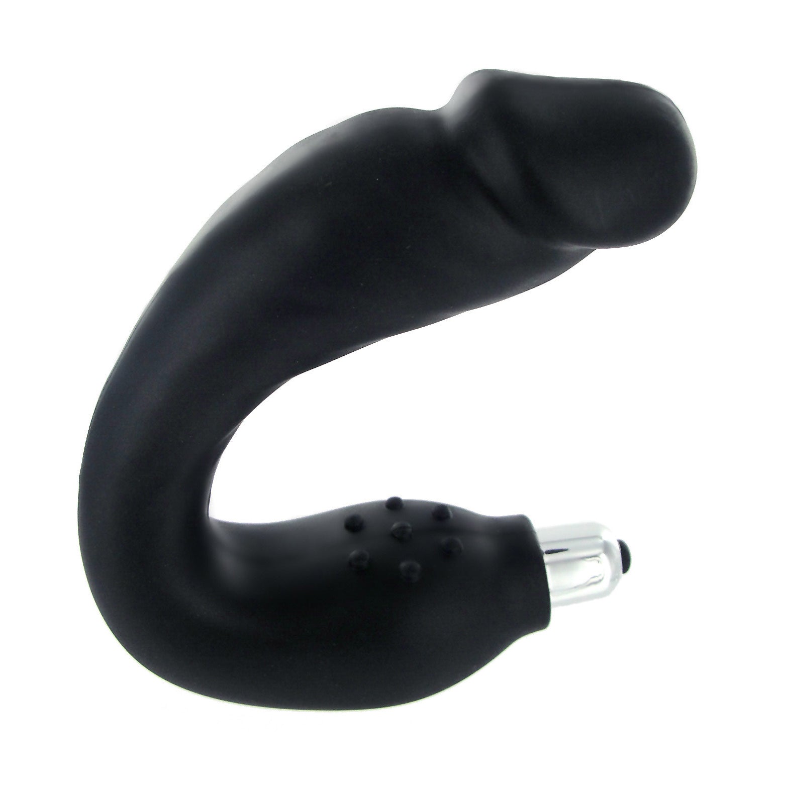 Black silicone P-spot massager with realistic design