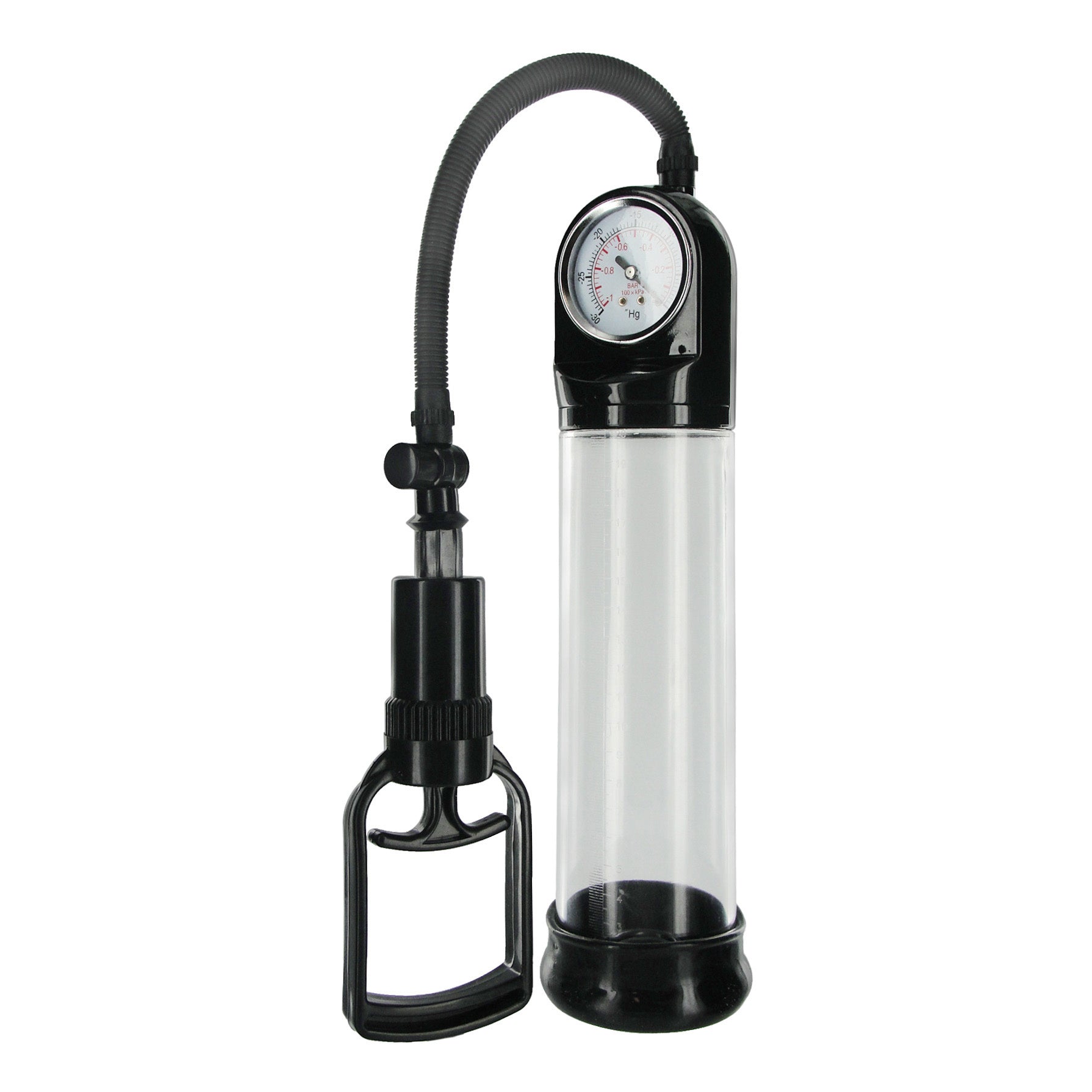 Deluxe Trigger Pump with pressure gauge in black and white