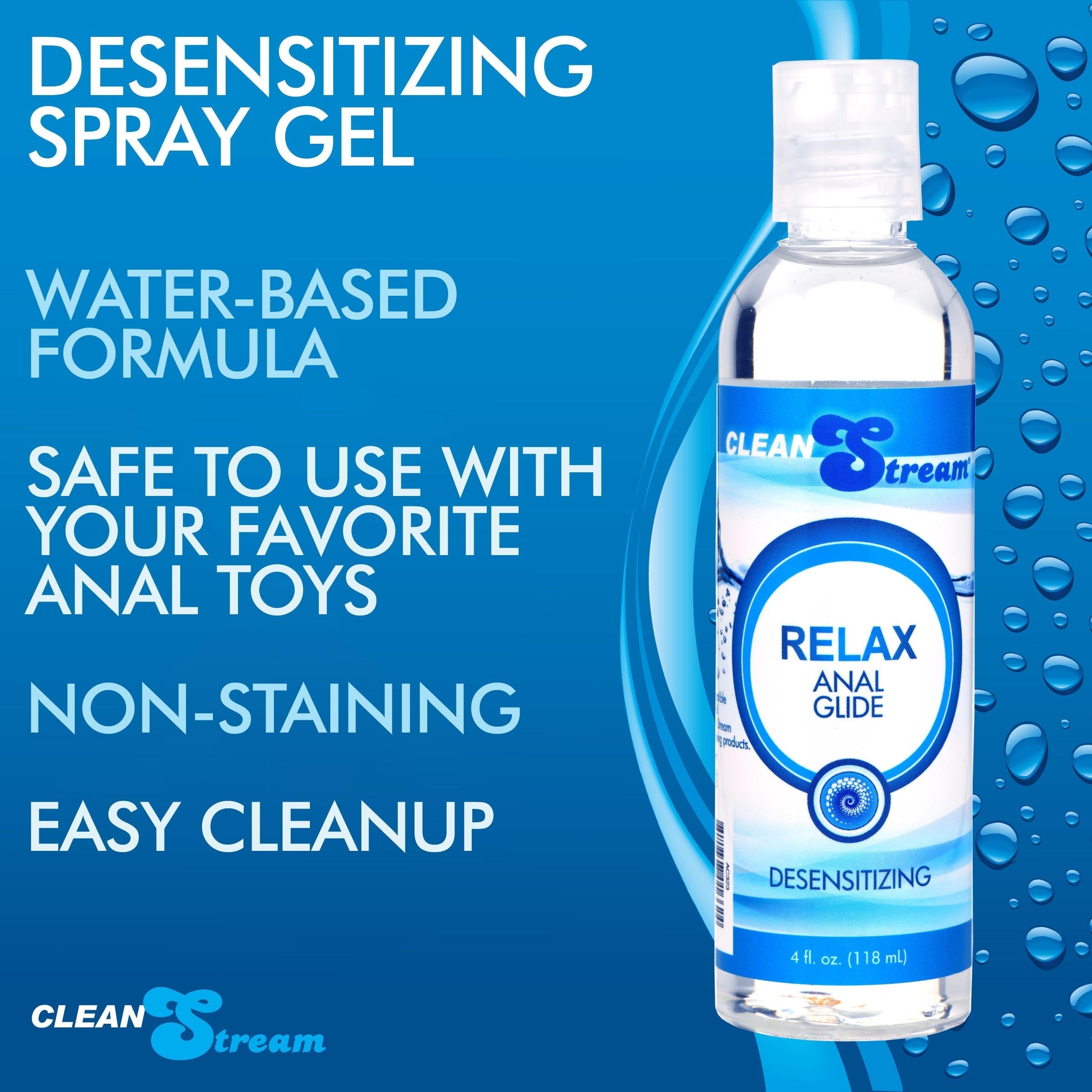 Cleanstream water-based desensitizing anal lube 4 Oz packaging