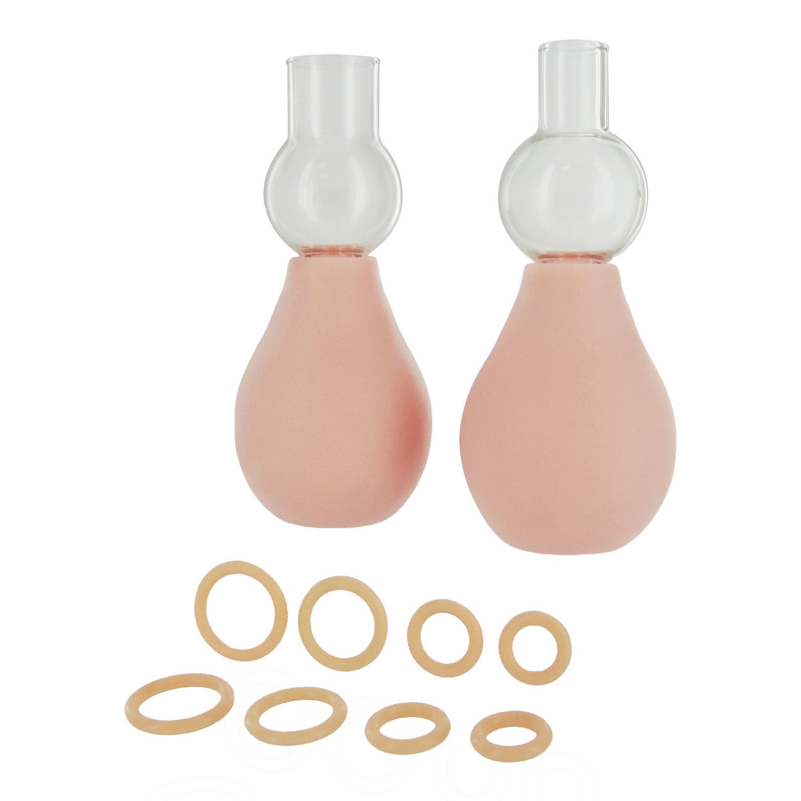 Perfect Fit Nipple Enlarger components displayed with suction rings