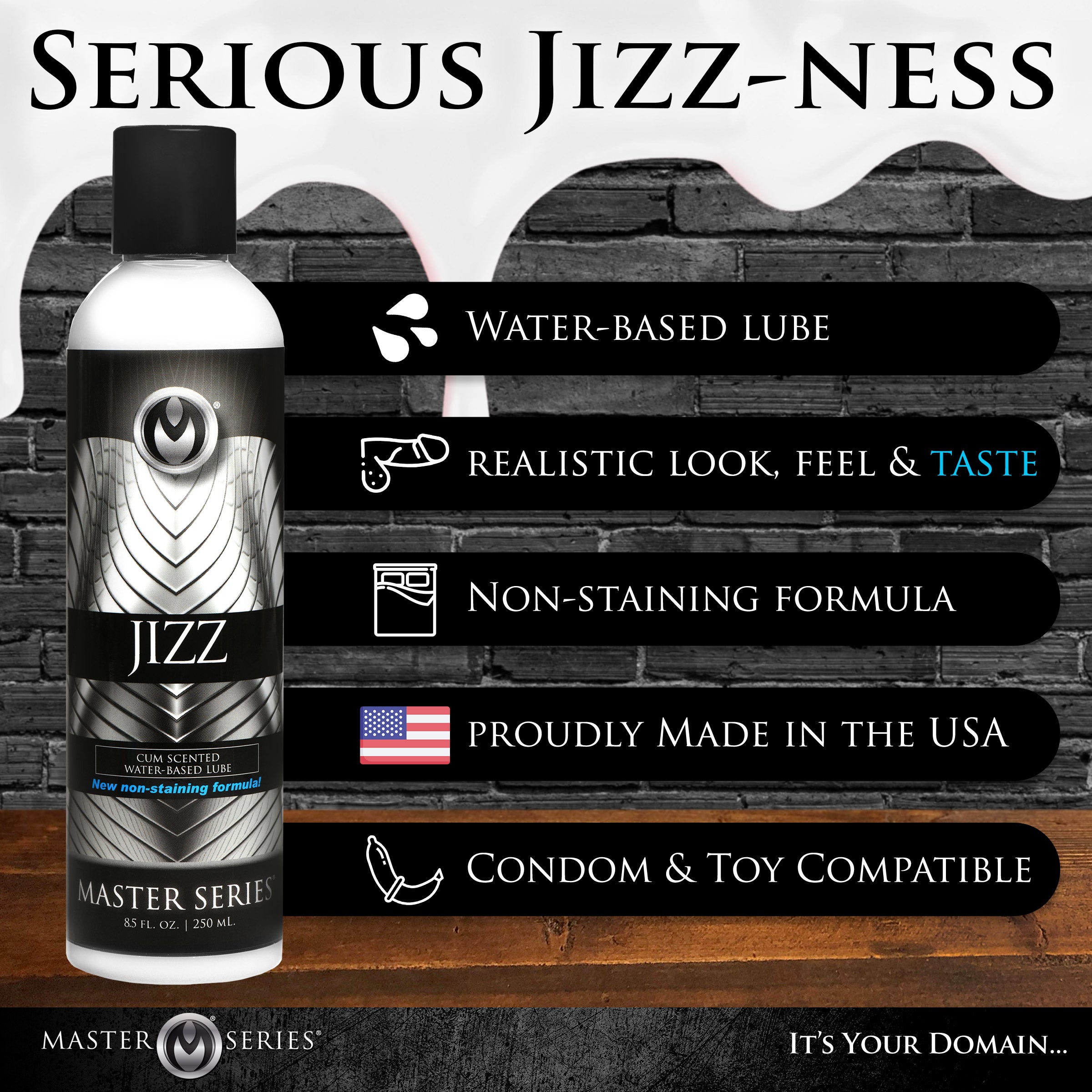 Jizz Water Based Cum Scented Lubricant bottle with a focus on its unique features