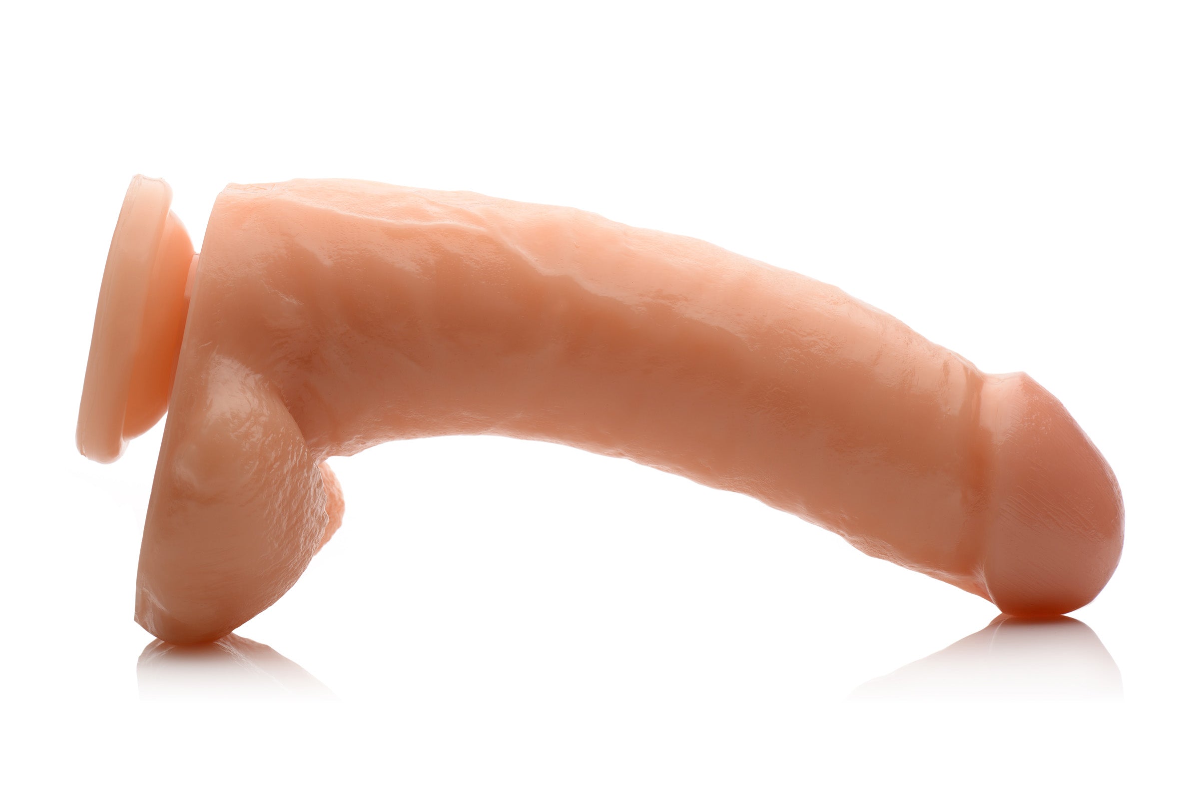 Close-up view of the Sexflesh Stuff-me Stefan 10 Inch Dildo with realistic features