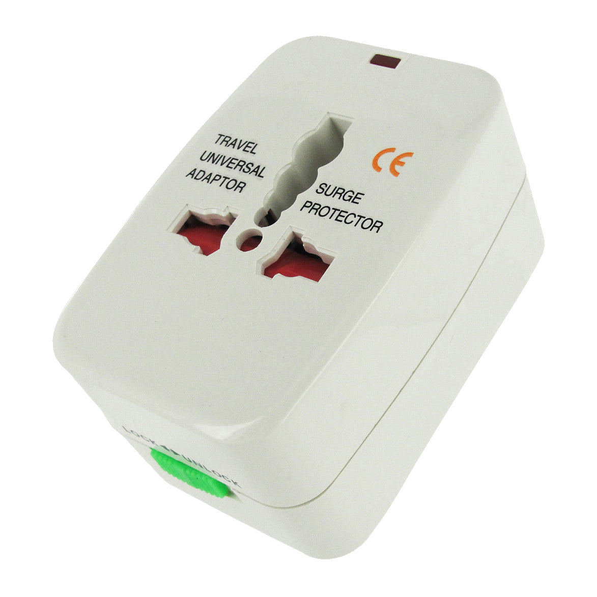 Universal adapter labeled as a travel protector for international use