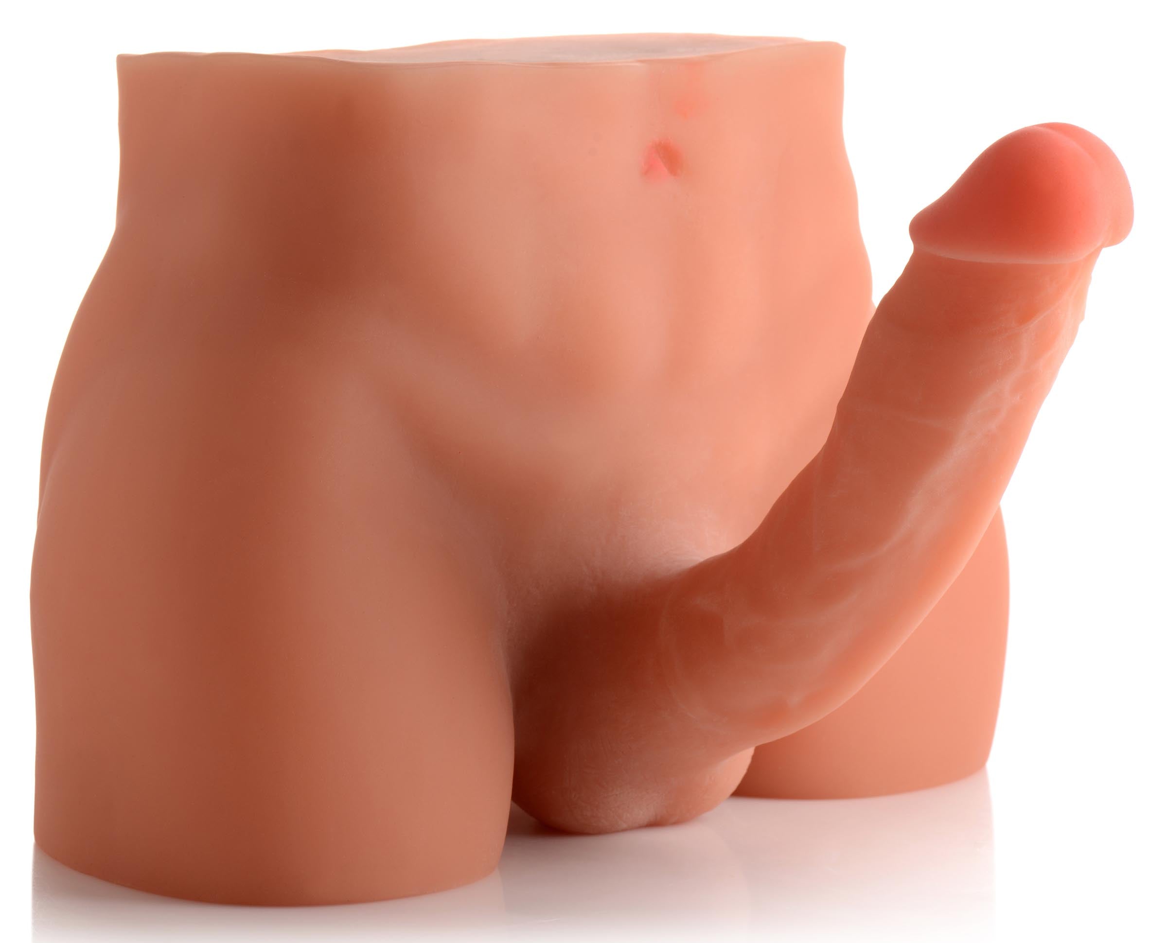 Detailed image of an adult novelty toy mimicking male genitalia