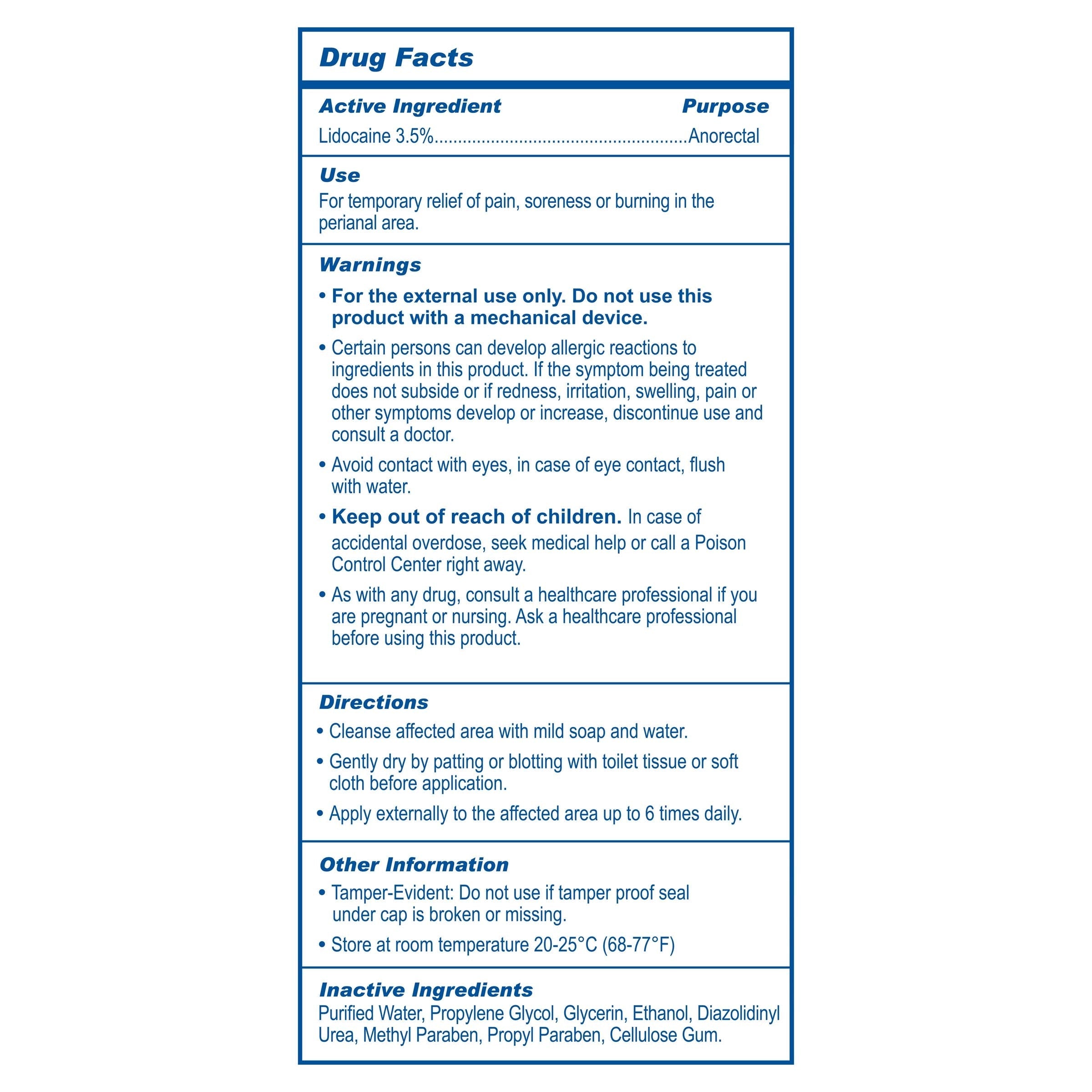 Informational label of Relax Extra Strength Anal Lube highlighting features