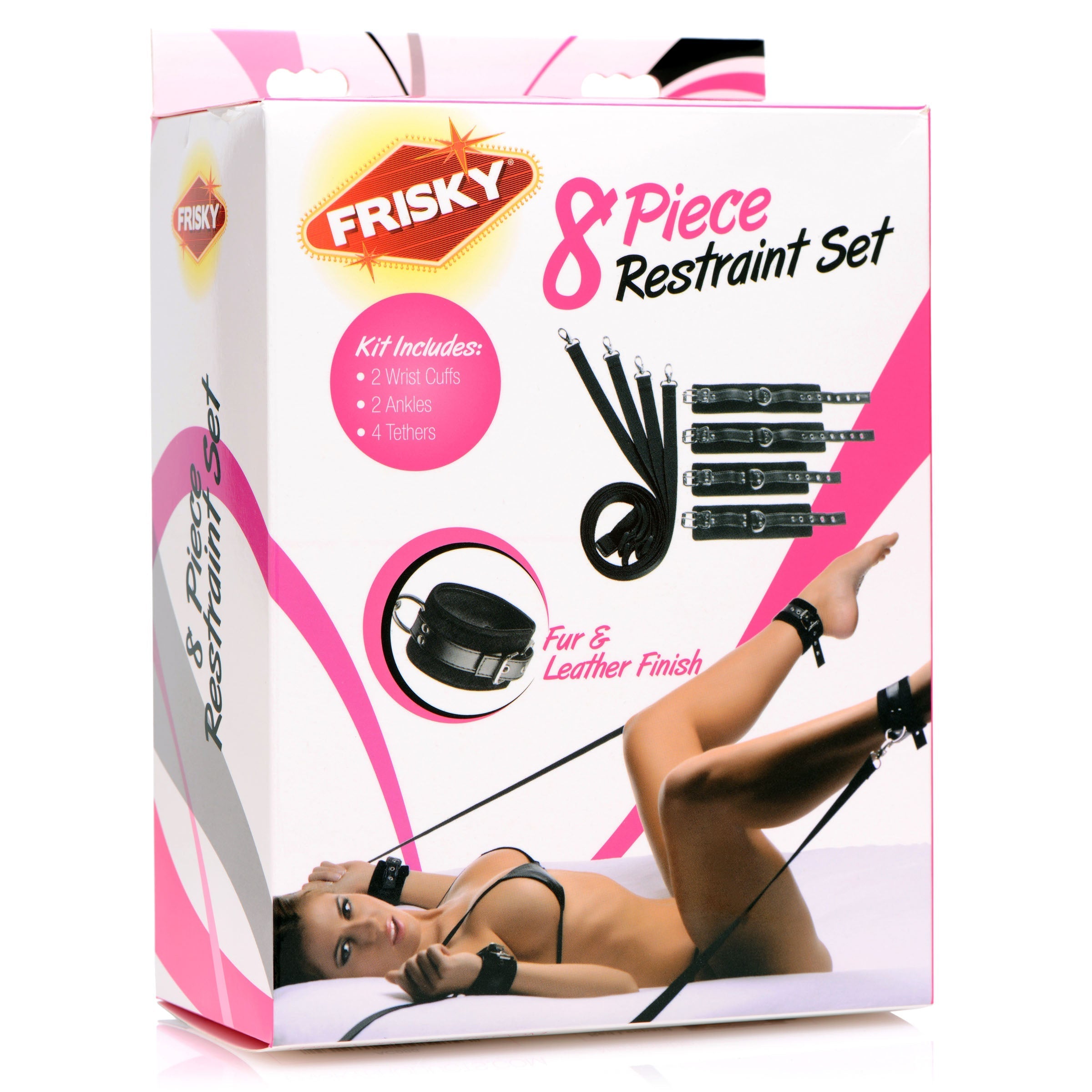 The Frisky 8 Piece Restraint Set arranged for display