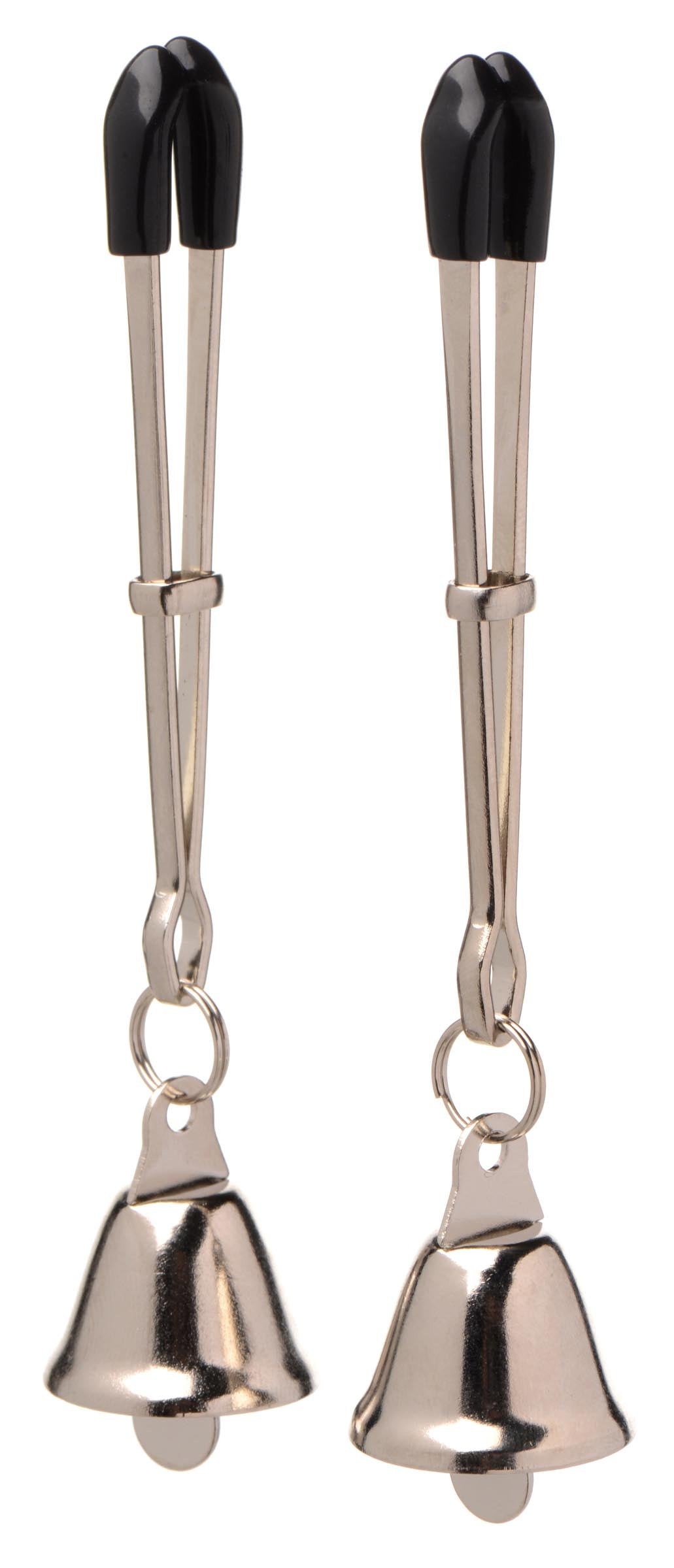 Adjustable nipple clamps with bell attachments on a white background