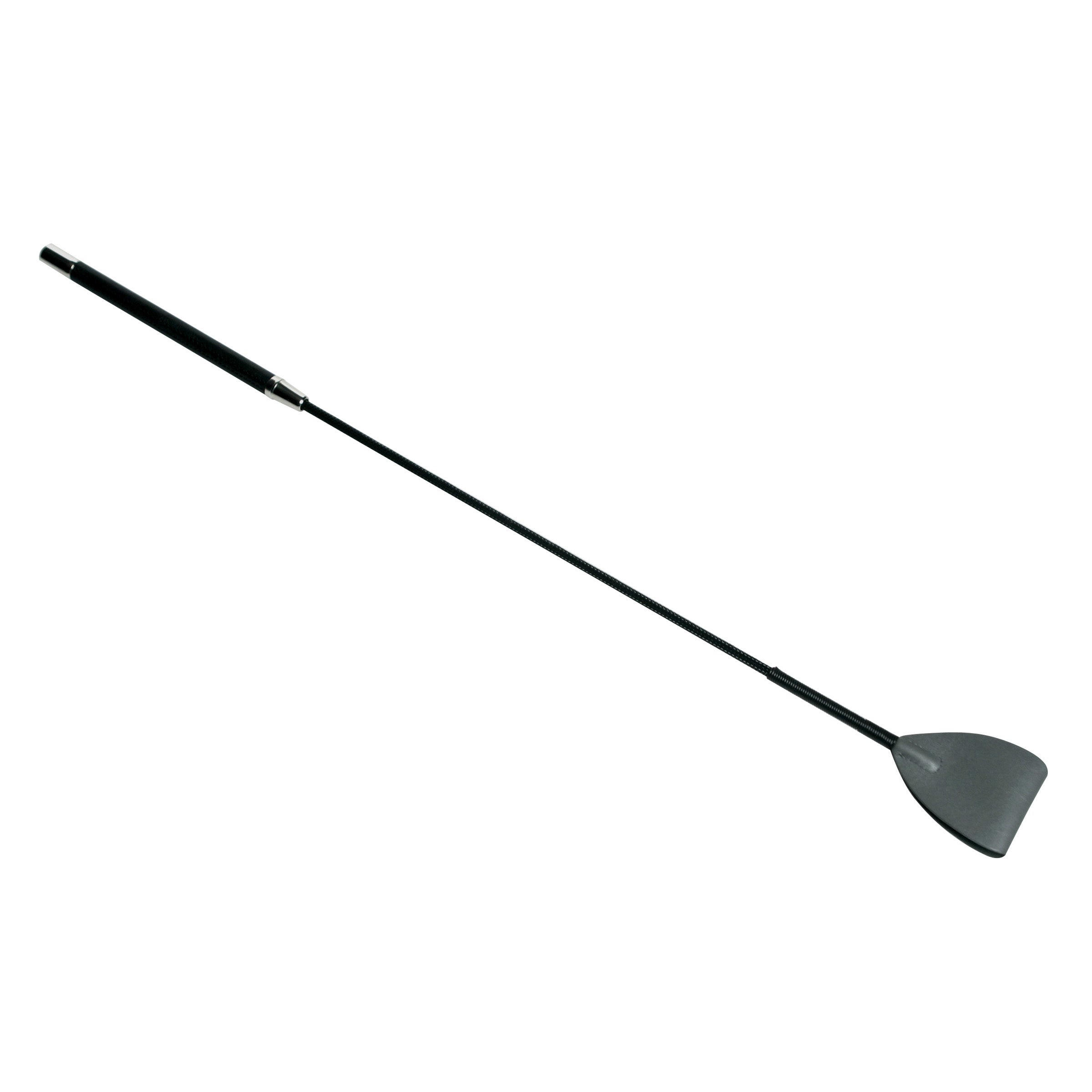 Shadow Grey Leather Riding Crop with a long black handle