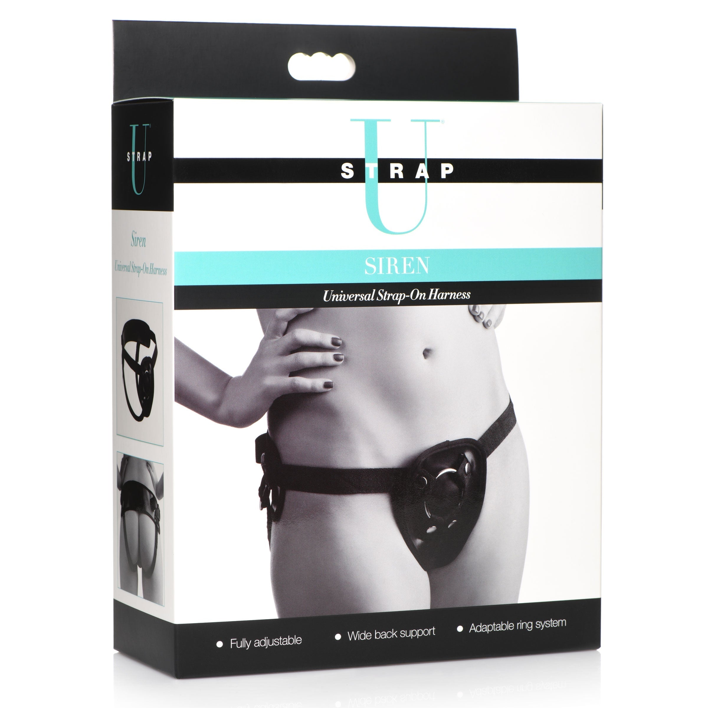 The packaged Empyrean Universal Strap On Harness with a view of the box content