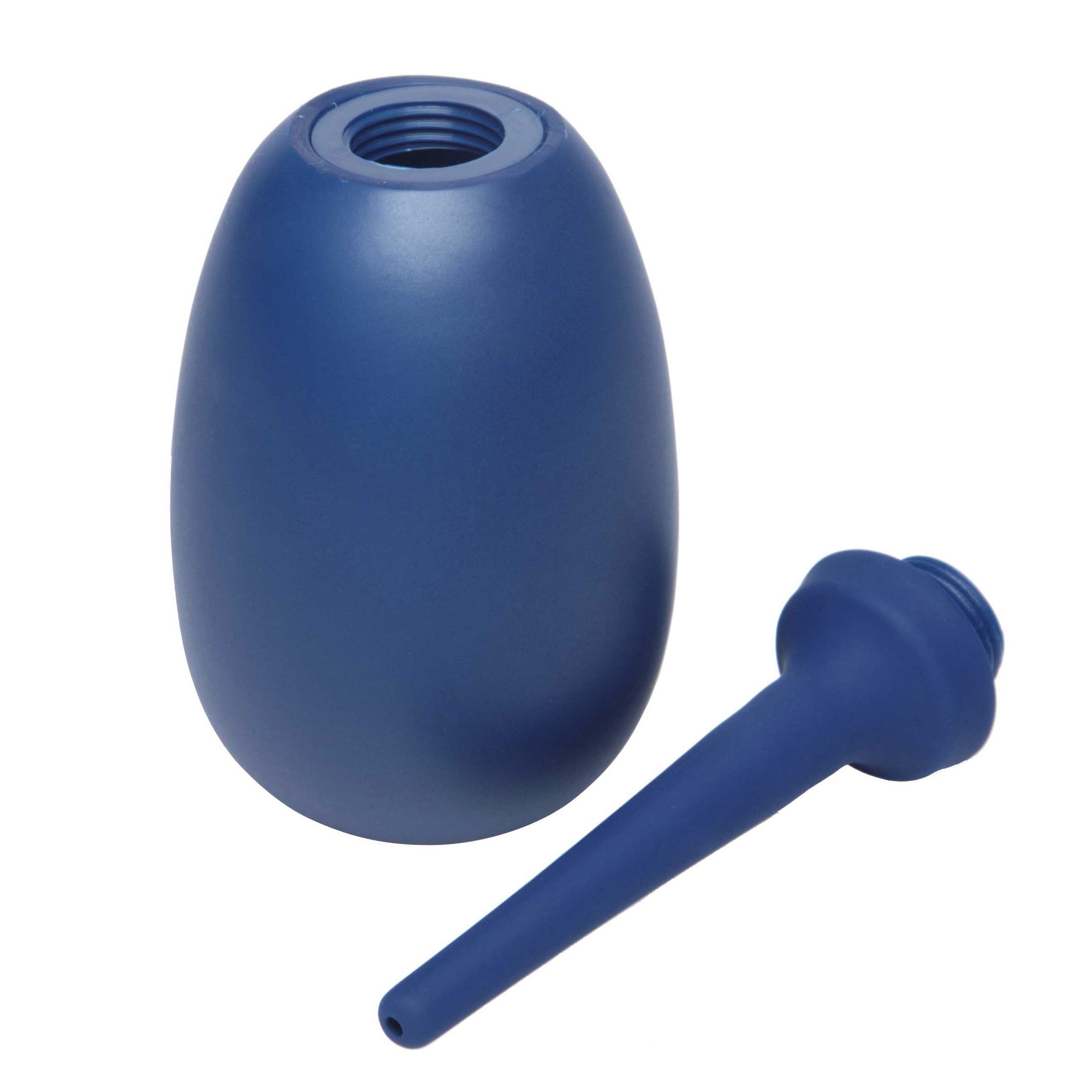 Blue cleansing enema bulb with ergonomic handle