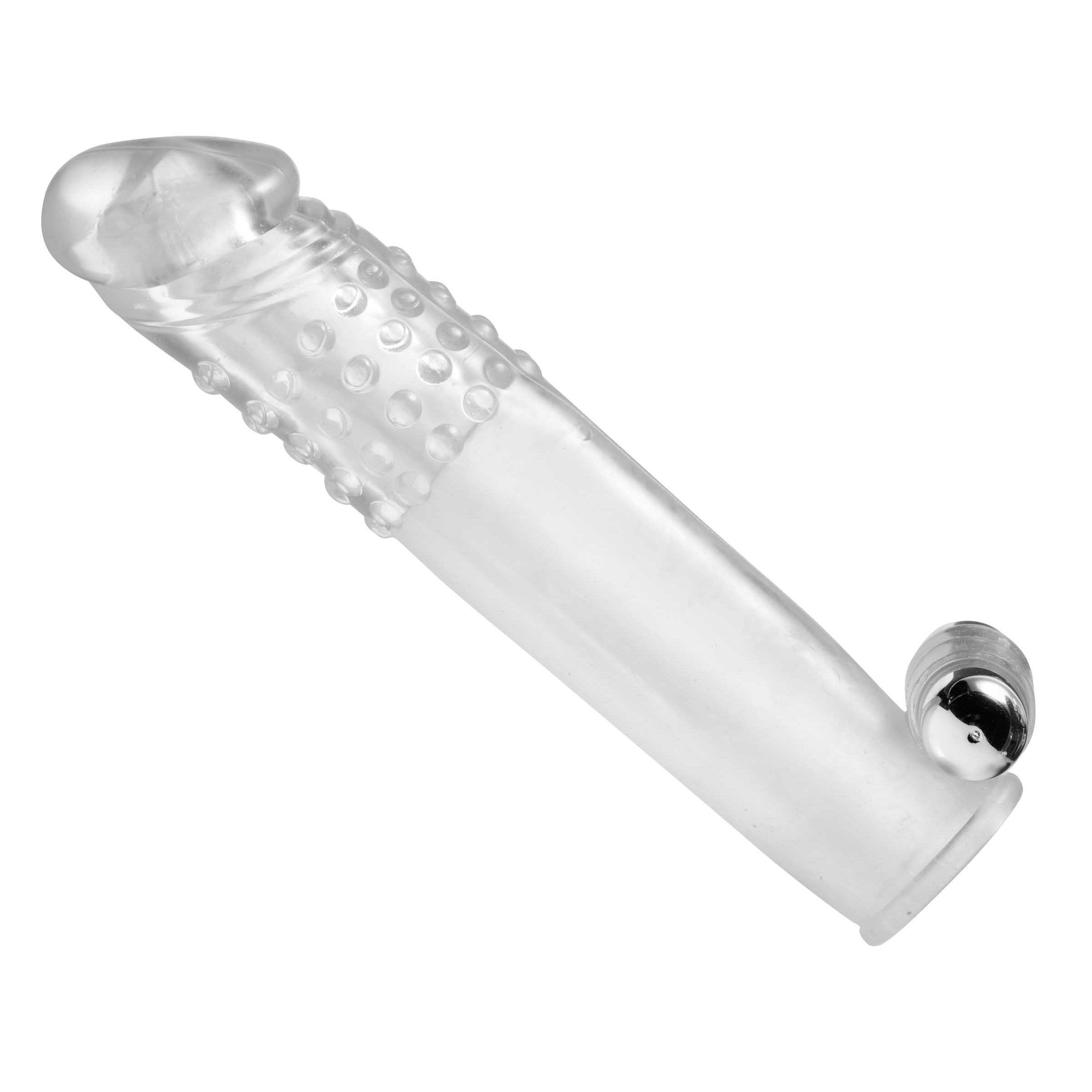 Detailed image of the bullet vibrator included with the Clear Sensations Penis Extender Vibro Sleeve