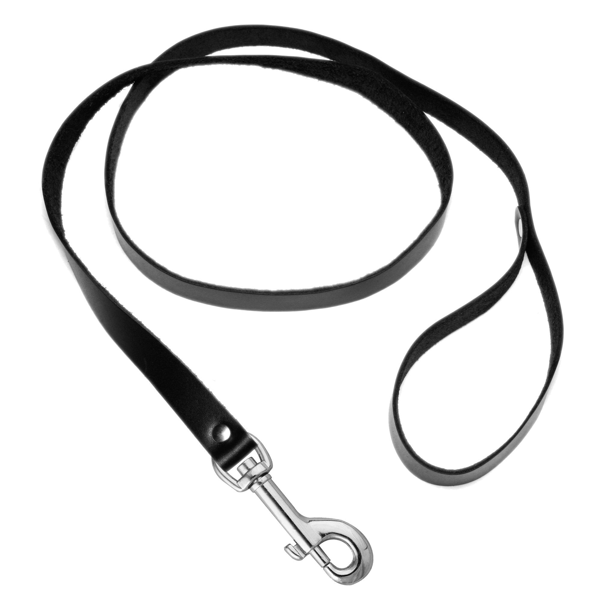 Durable black leather leash with metal clasp from the Sick Puppy Kit