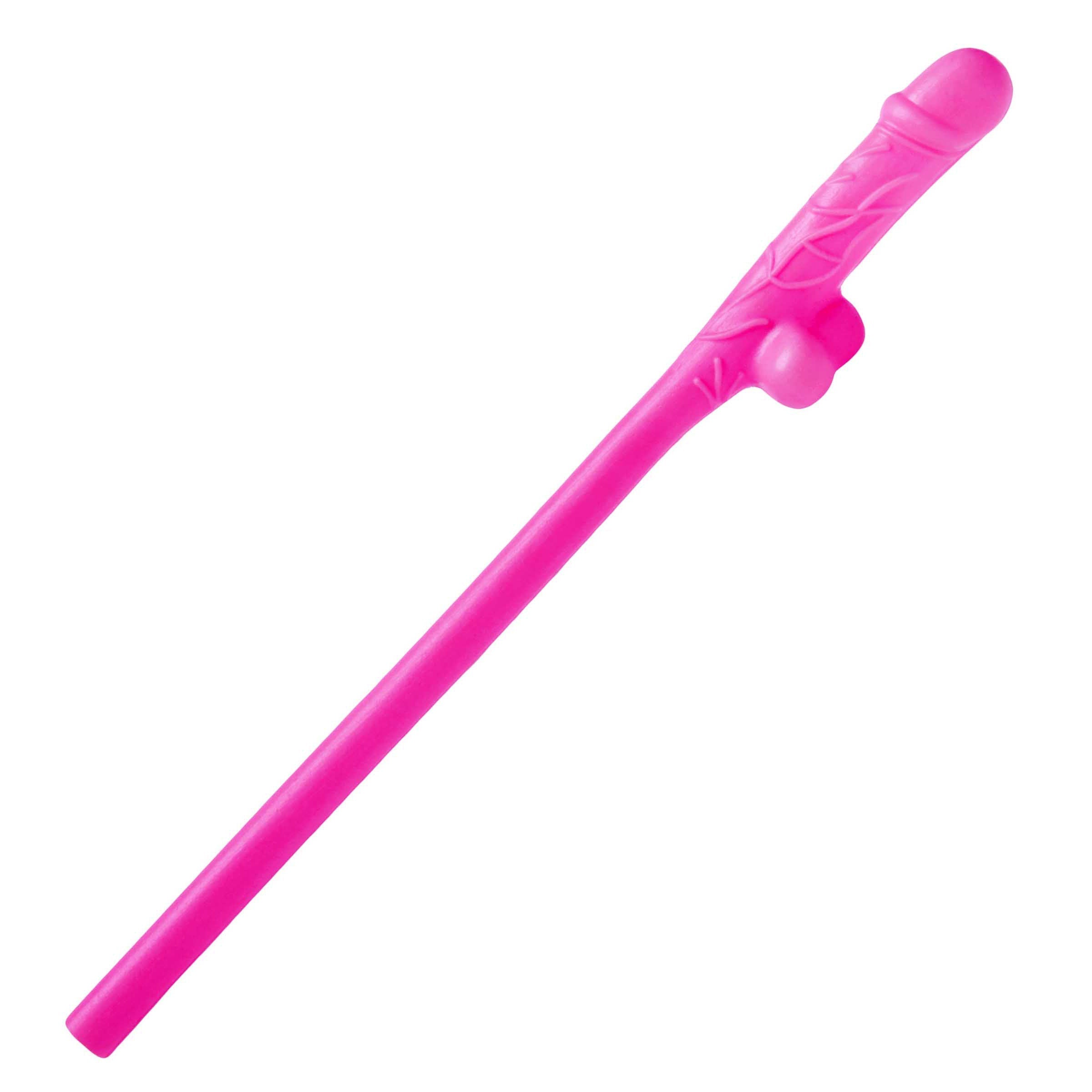 A pack of pink penis-shaped sipping straws for parties