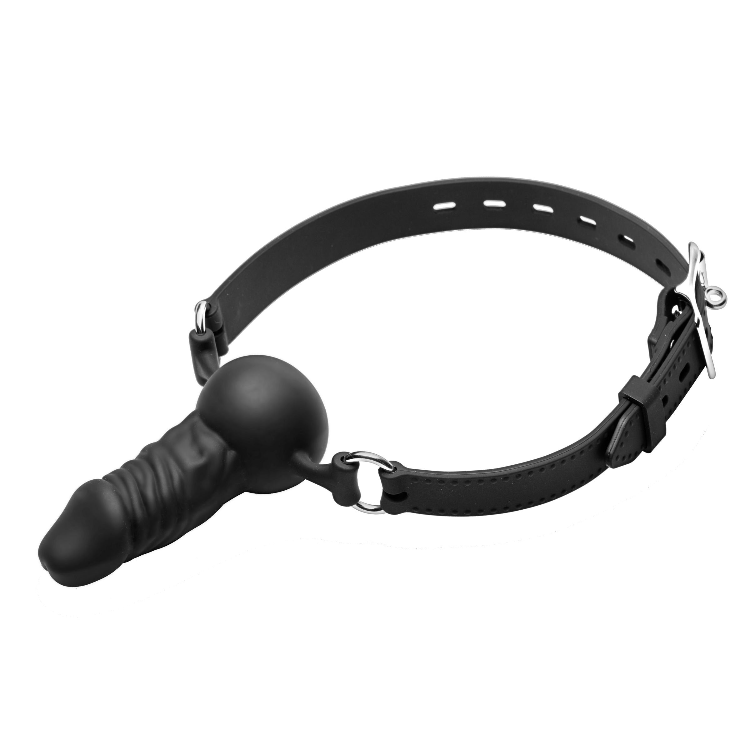 Silicone ball gag with integrated suppressor design