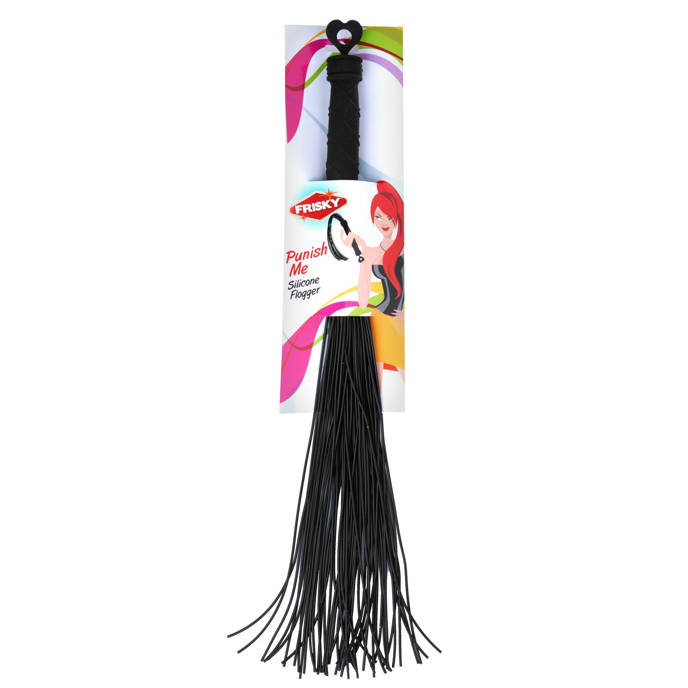 Detail of the black silicone strands of a flogger for sensory play