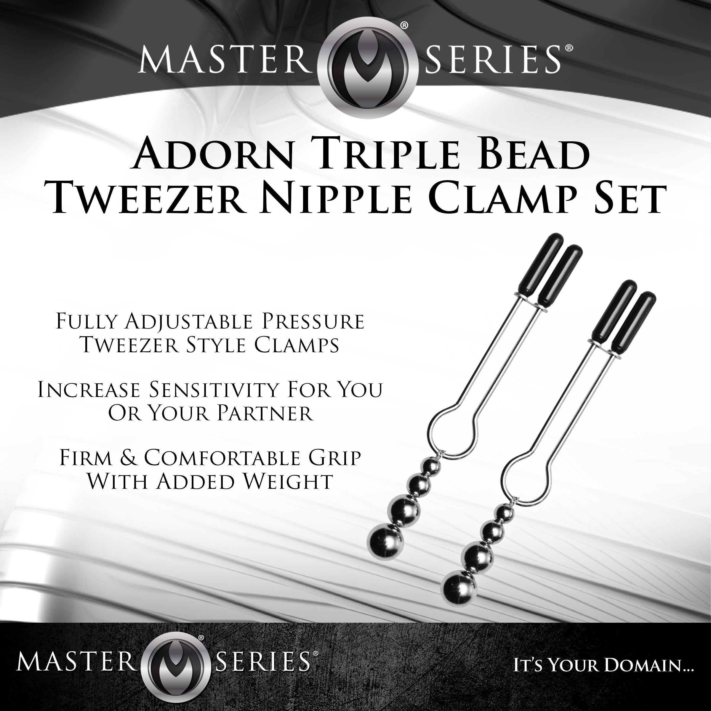 Adorn Triple Bead Nipple Clamp Set with tweezer-style clamps