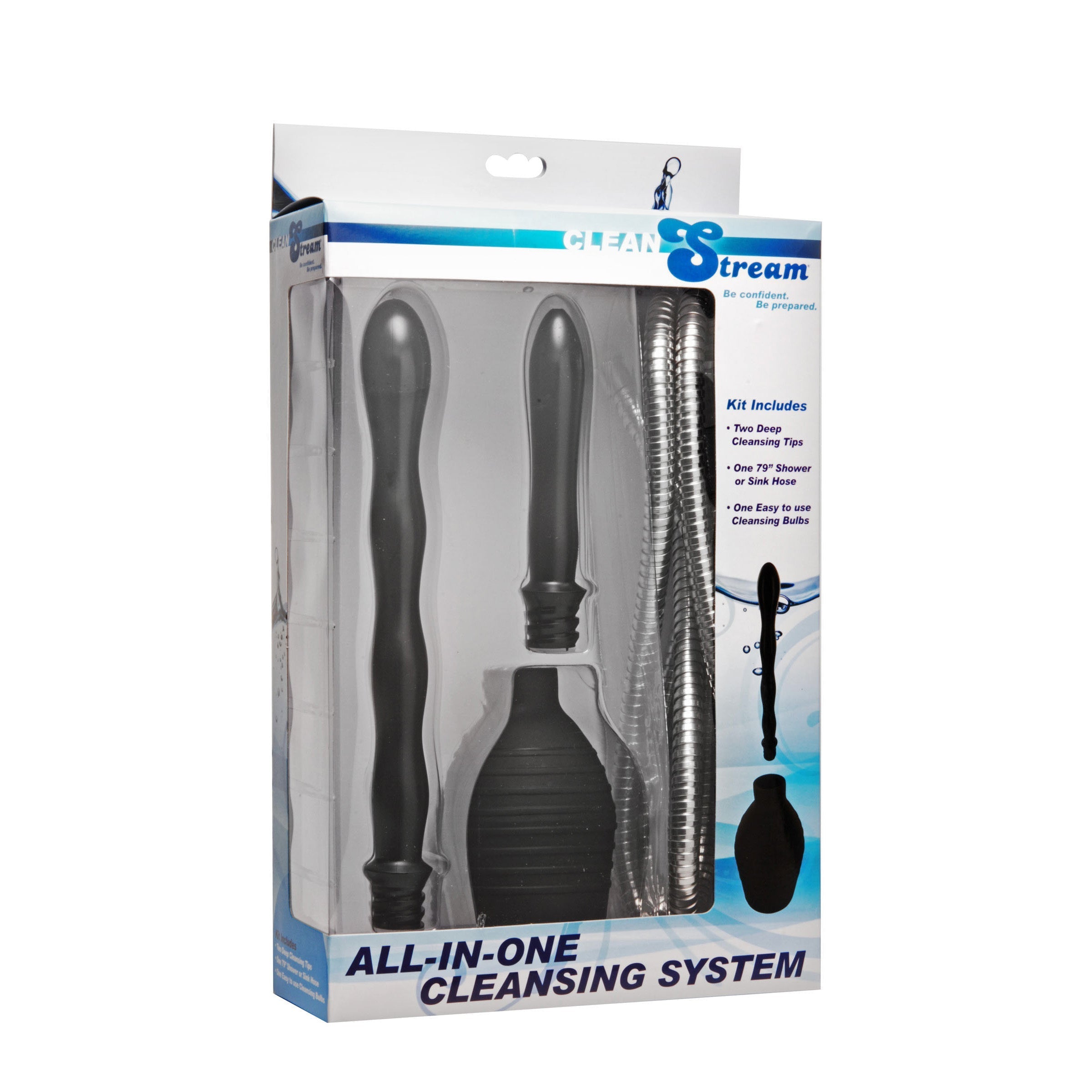 The All In One Shower Enema Cleansing System with a black cleaning nozzle