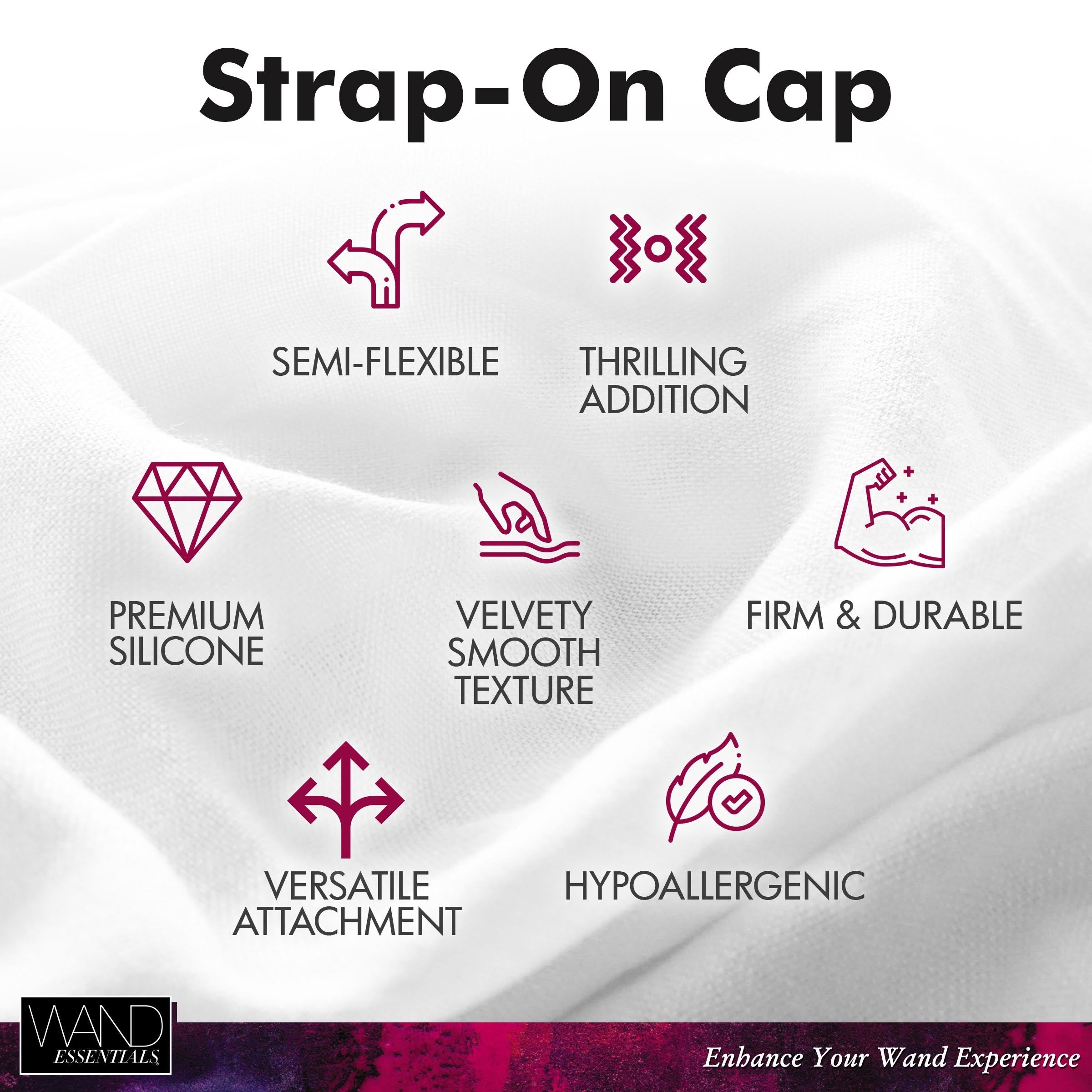 Black Strap Cap Wand Harness designed to secure dildos in place