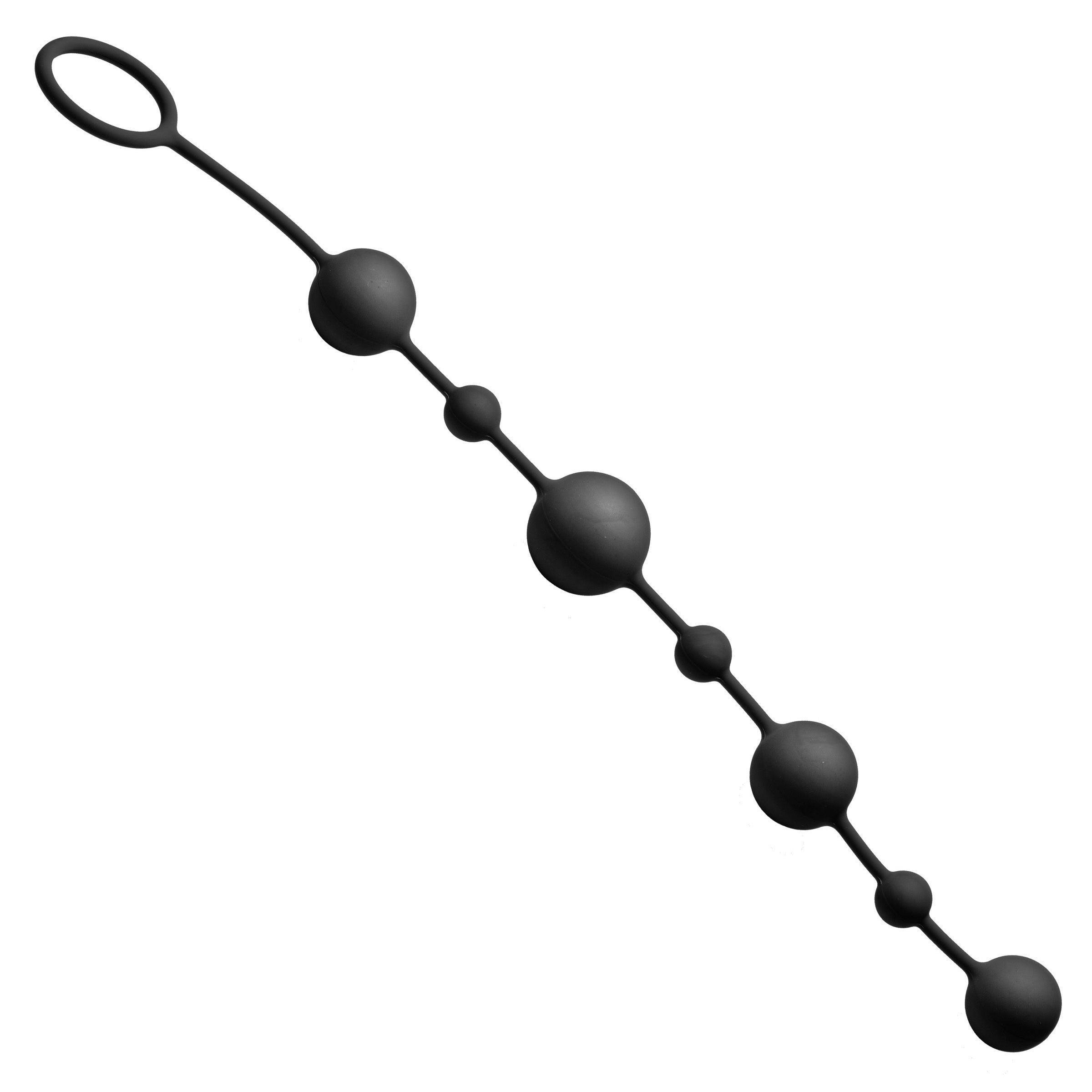 Silicone anal beads with a pull ring for easy removal