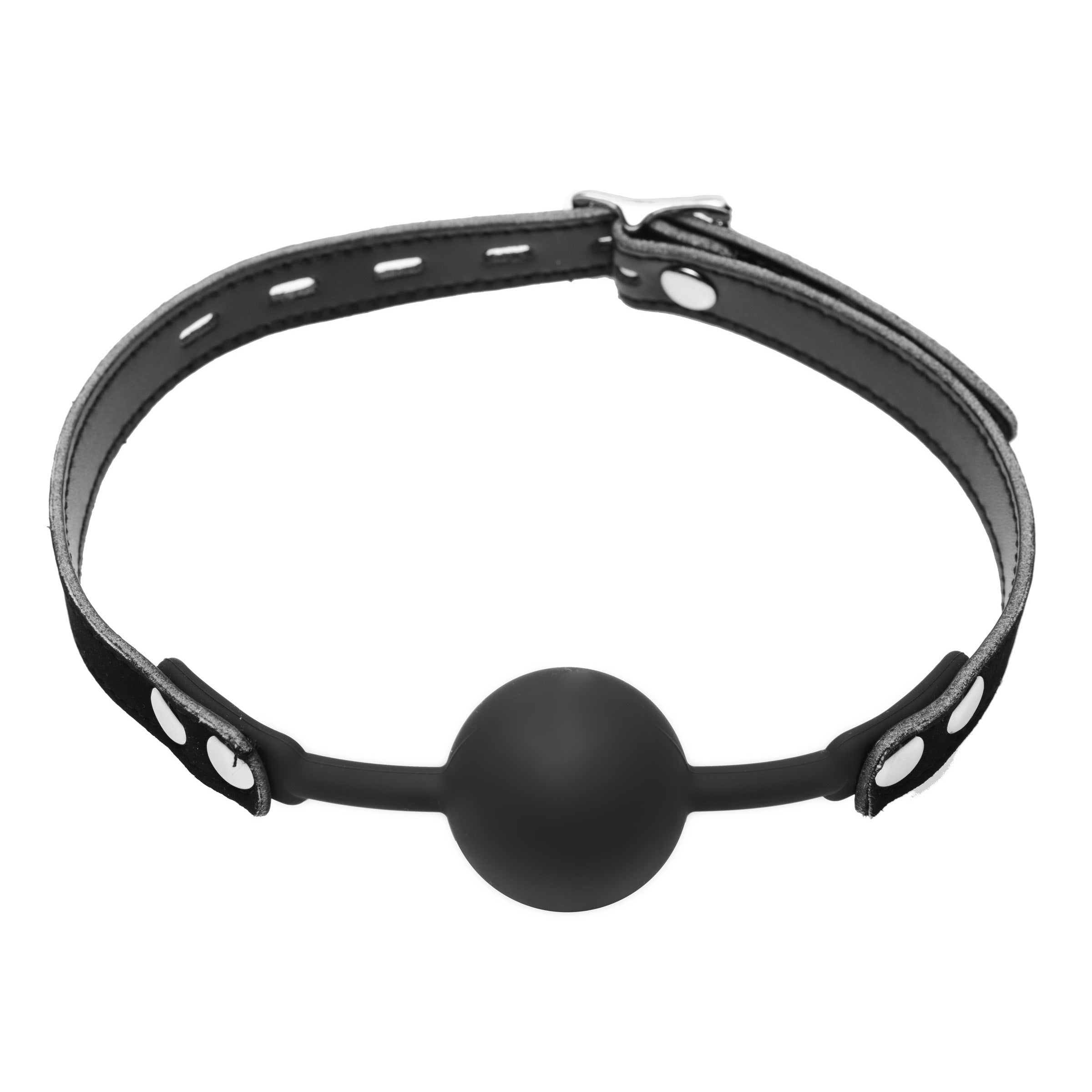 Silicone ball gag with adjustable strap and locking mechanism