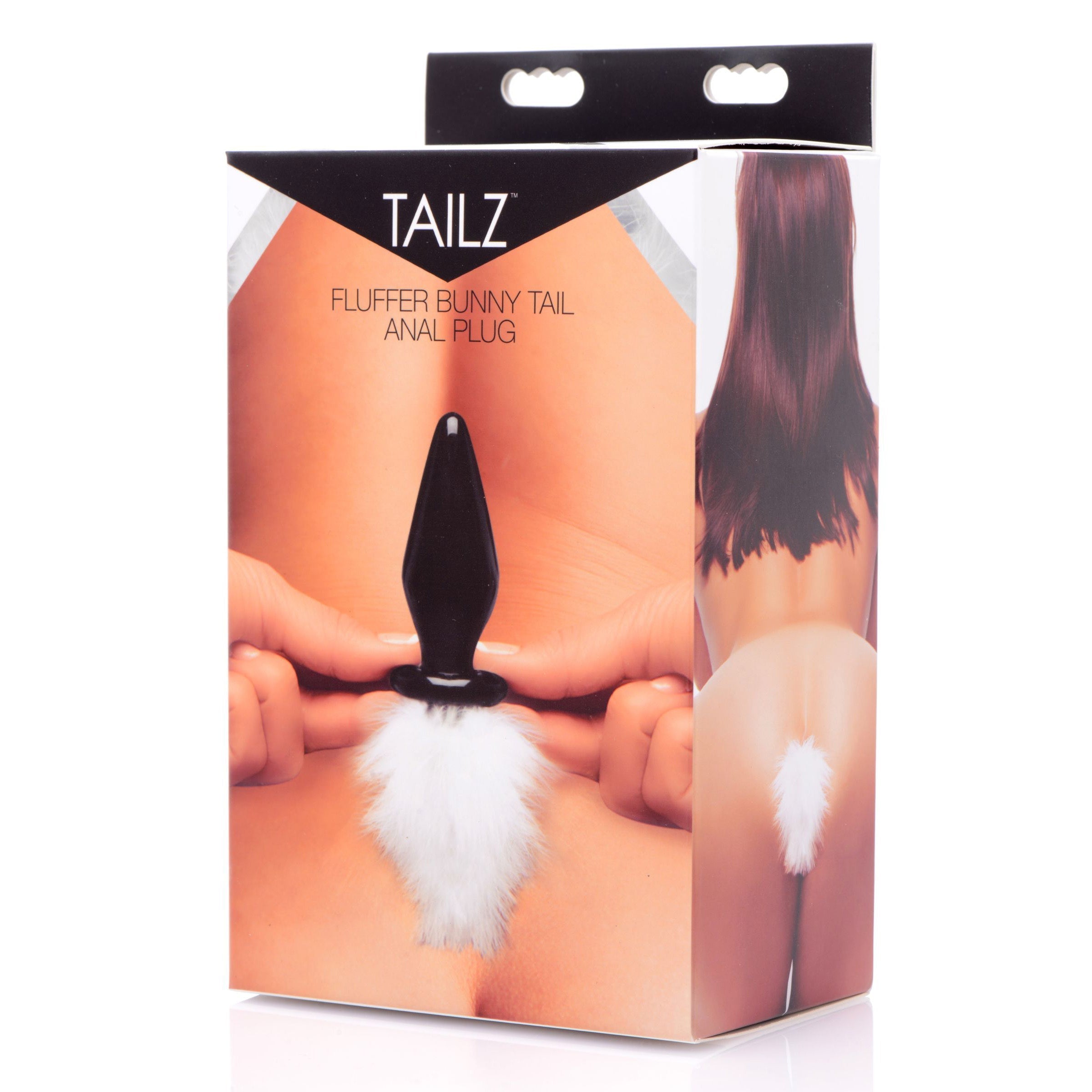 The Fluffer Bunny Tail Glass Anal Plug in its original packaging