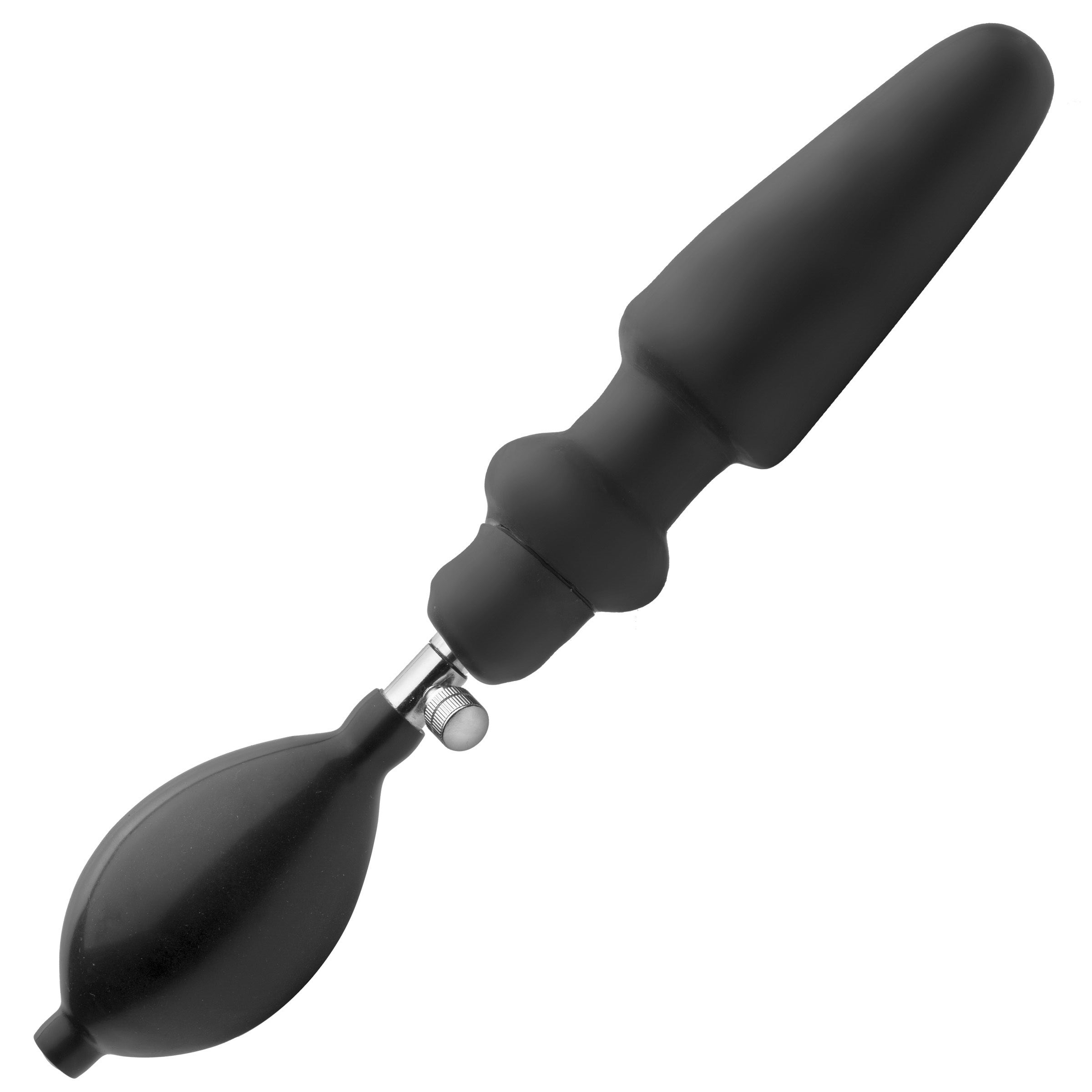 Black and silver Expander Inflatable Anal Plug with its texture details