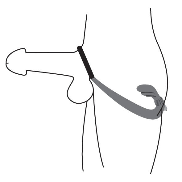 Illustration of the Nova Silicone Cock Ring and Prostate Vibe product design