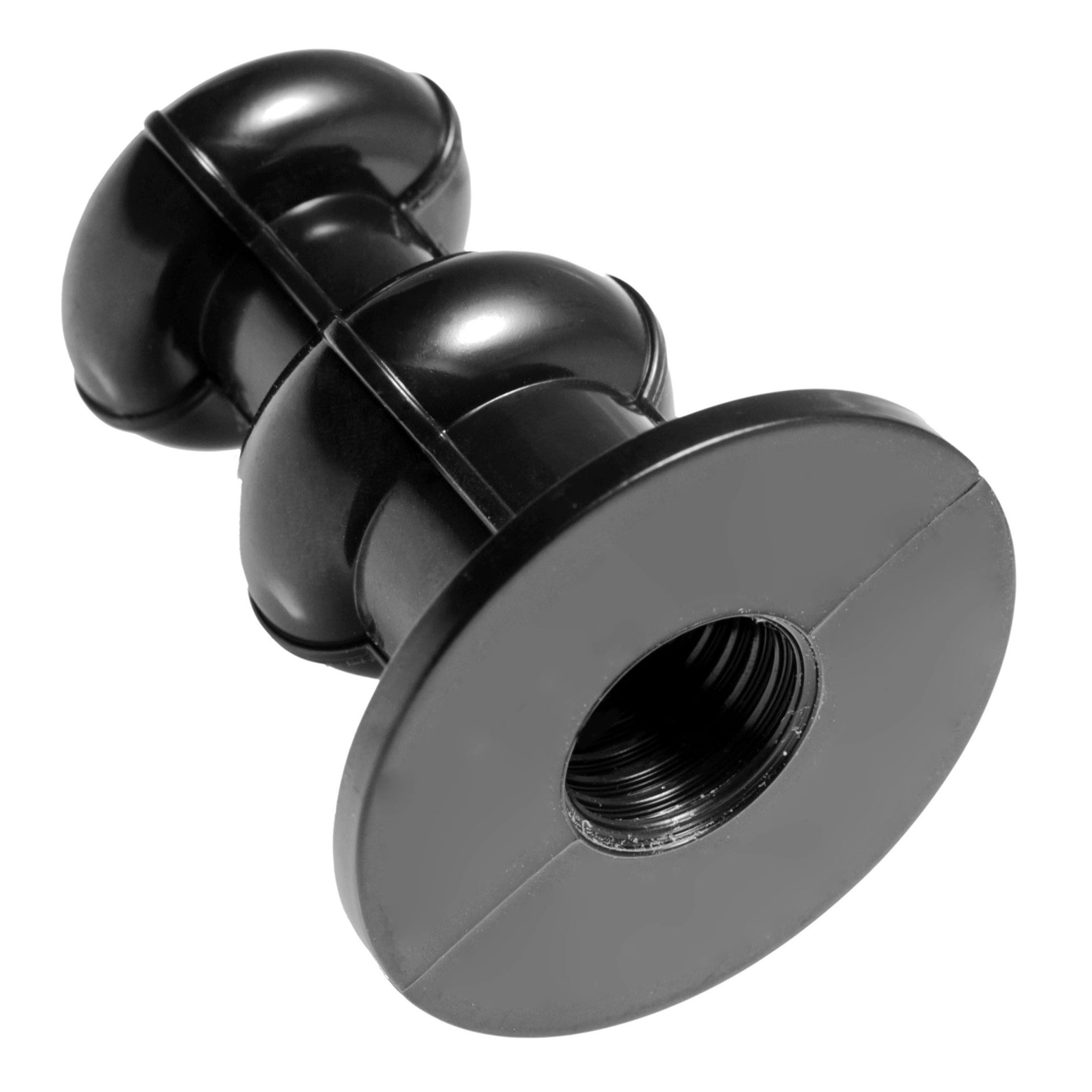 Close-up of the black fastening nut for the dildo adapter