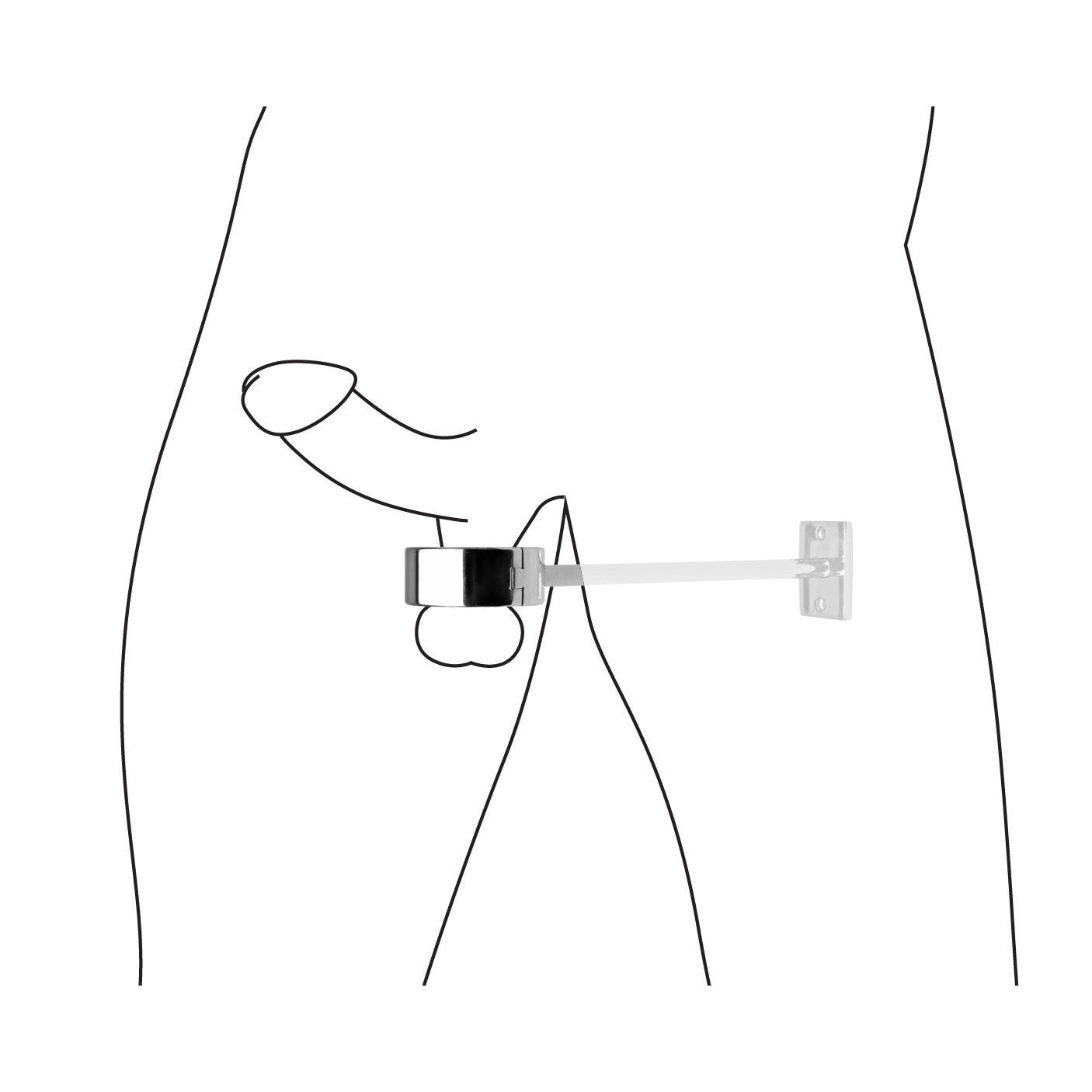 Illustration of a scrotum cuff device designed for male genital restraint