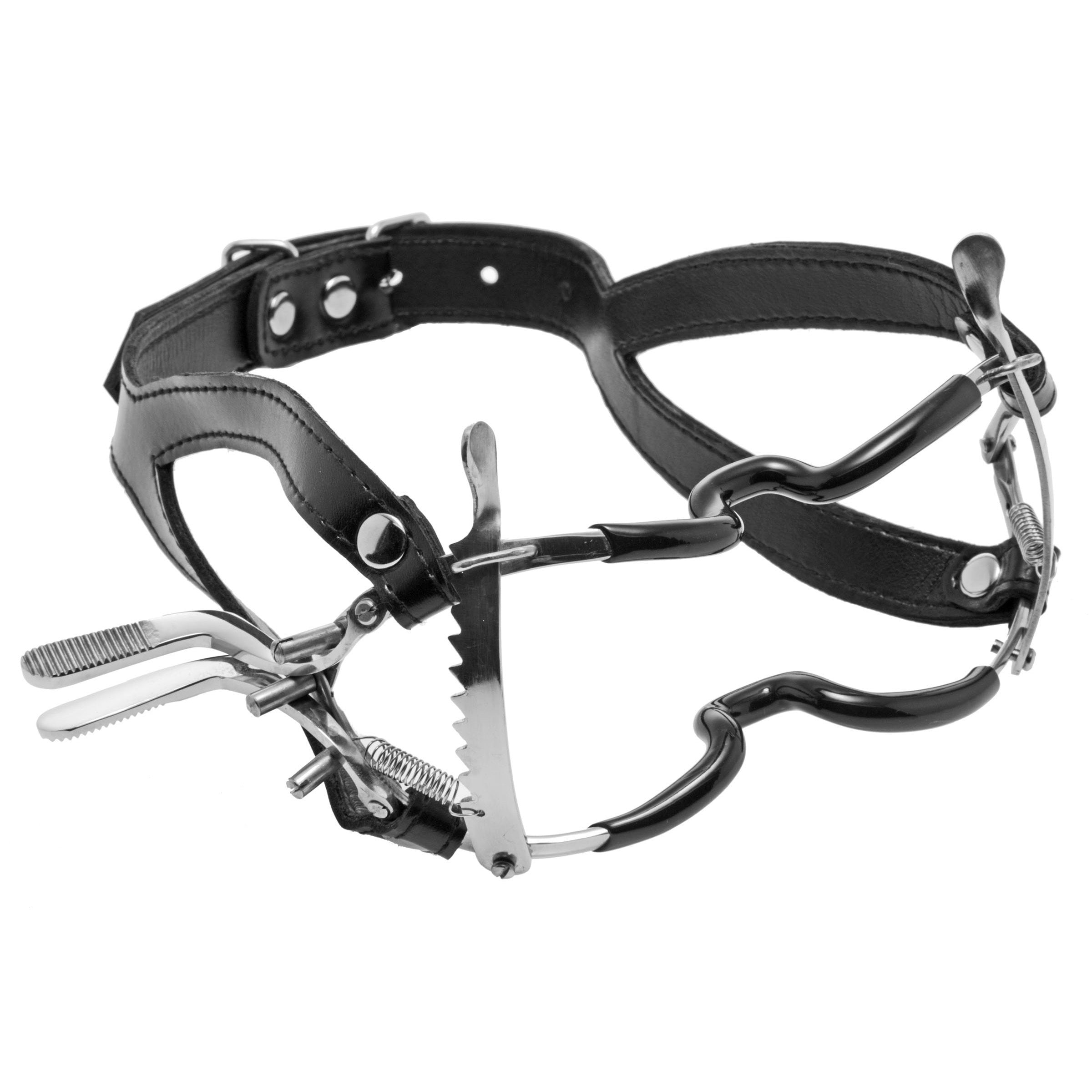 Jennings mouth gag with adjustable strap and ratchet system