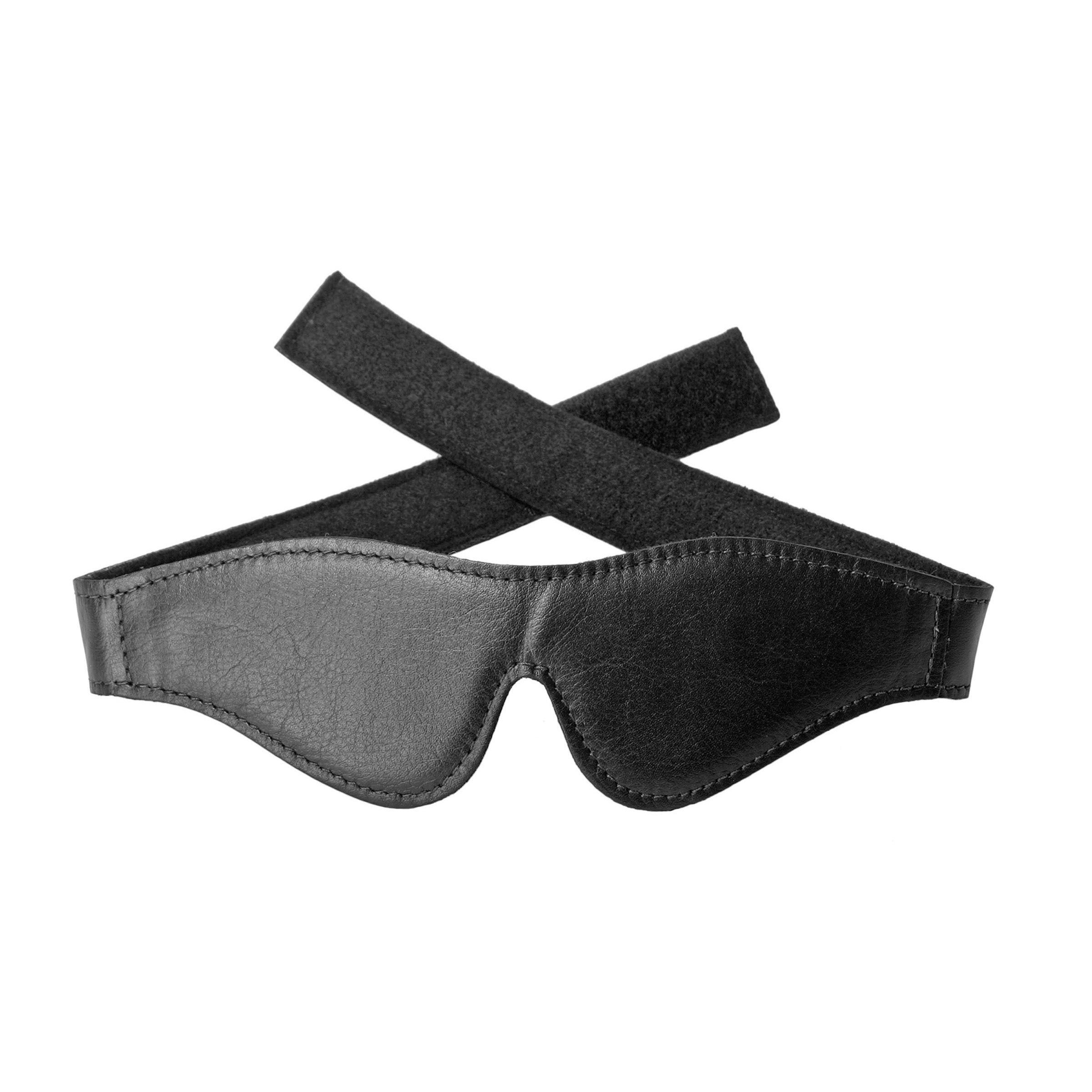 Soft black blindfold with elastic straps for sensory play