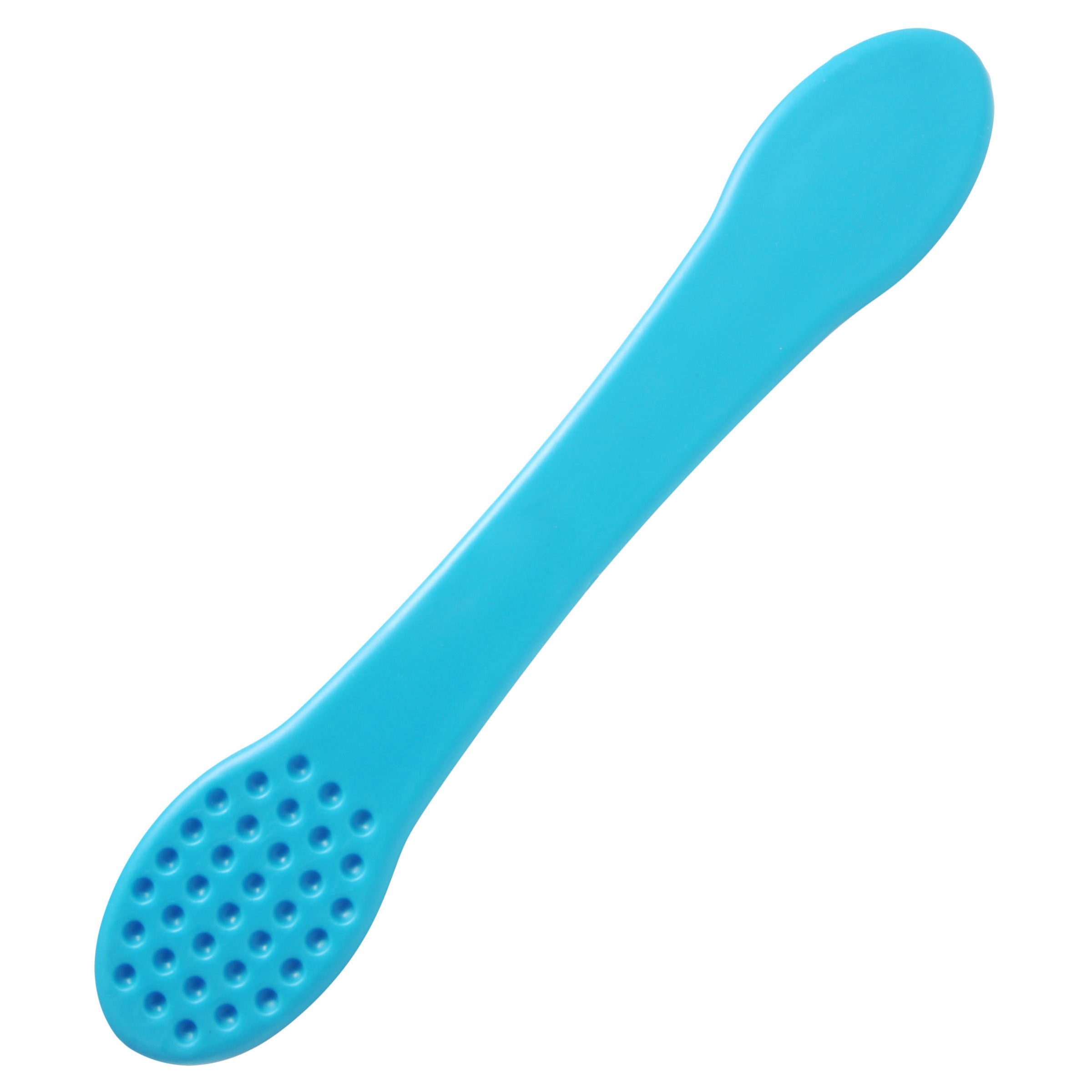 Textured blue silicone CBT ball slapper with a grip handle