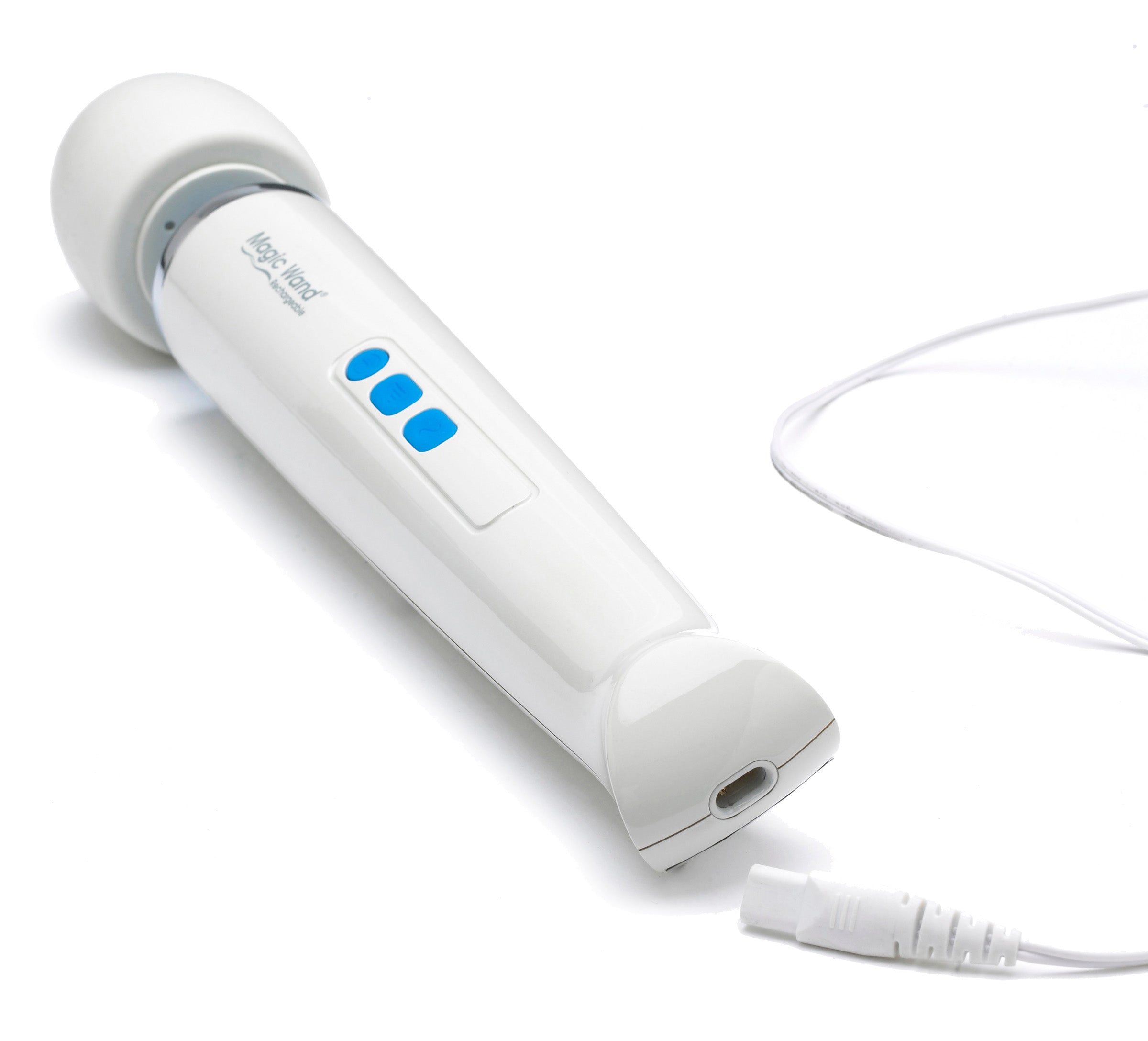 Handheld Magic Wand Rechargeable Massager with a visible control button