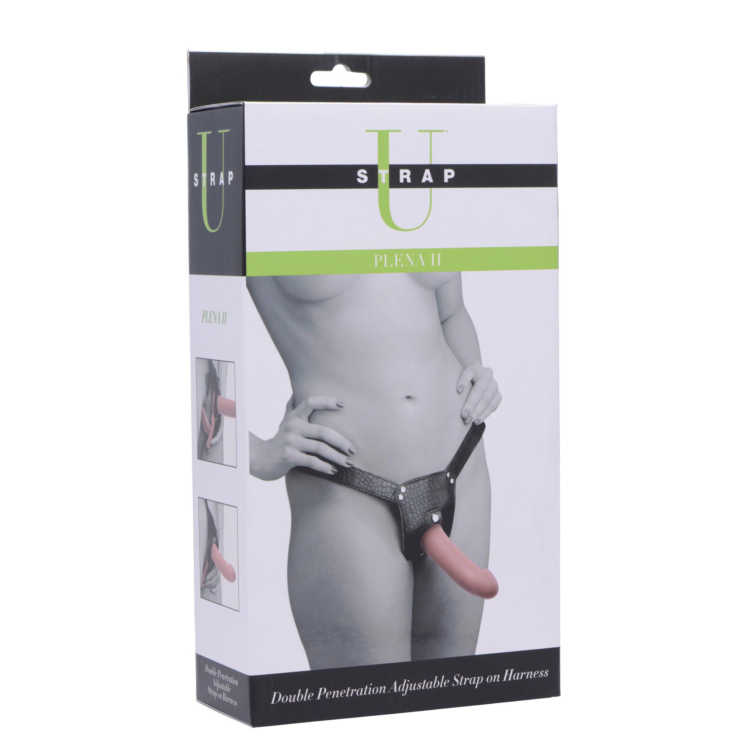 Plena II Double Penetration Strap-On Harness in its original packaging