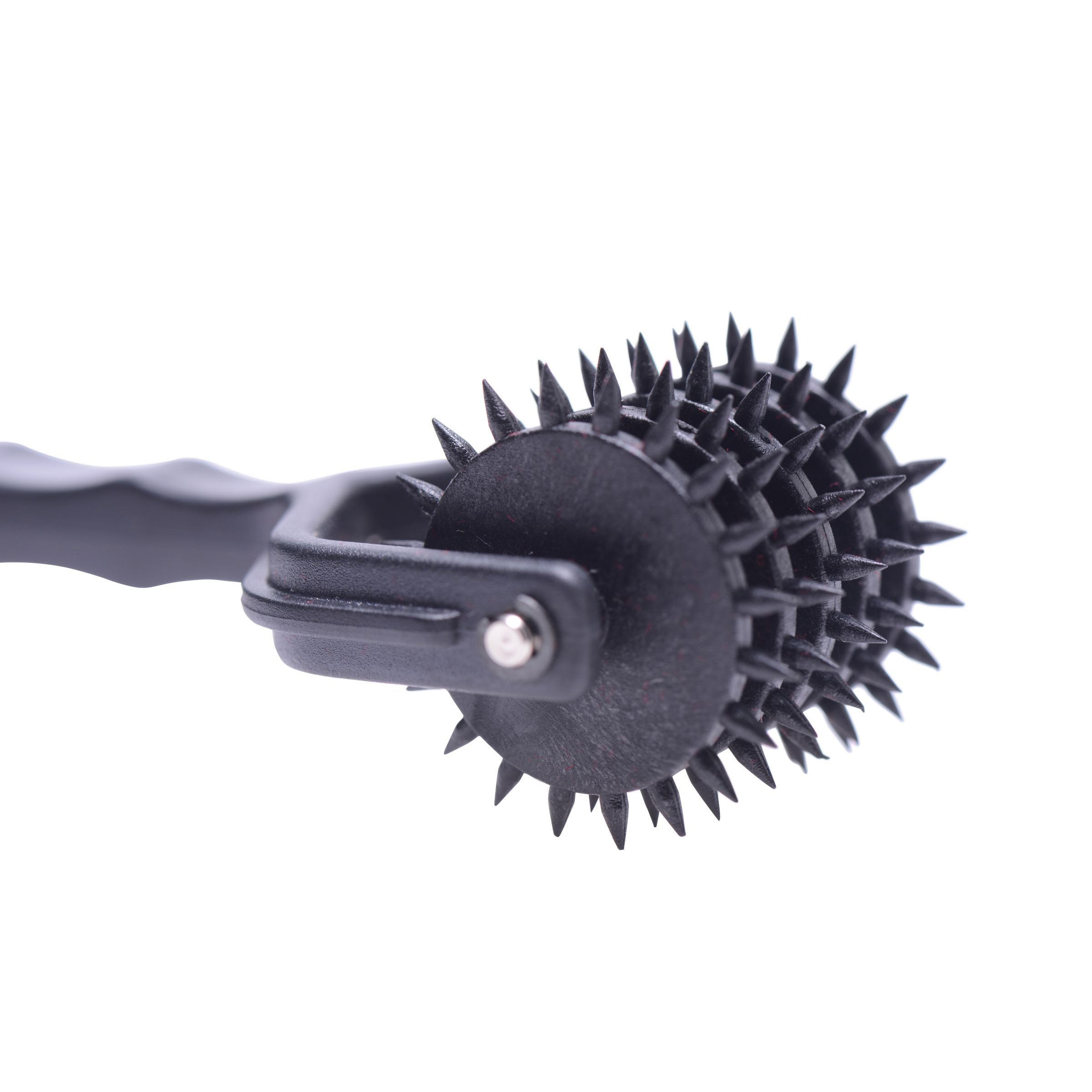 The Spiked 5 Row Pinwheel with a black grip and metal pins