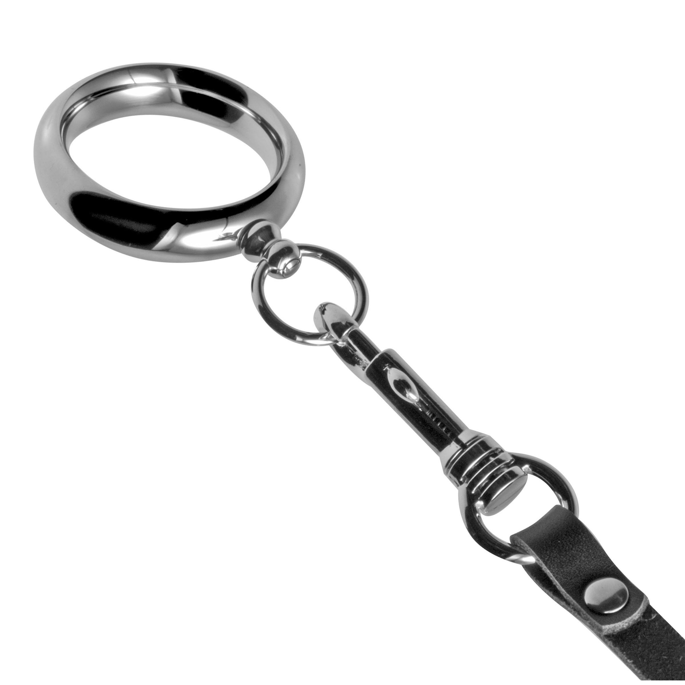 Premium penis leash with metallic keychain and ring