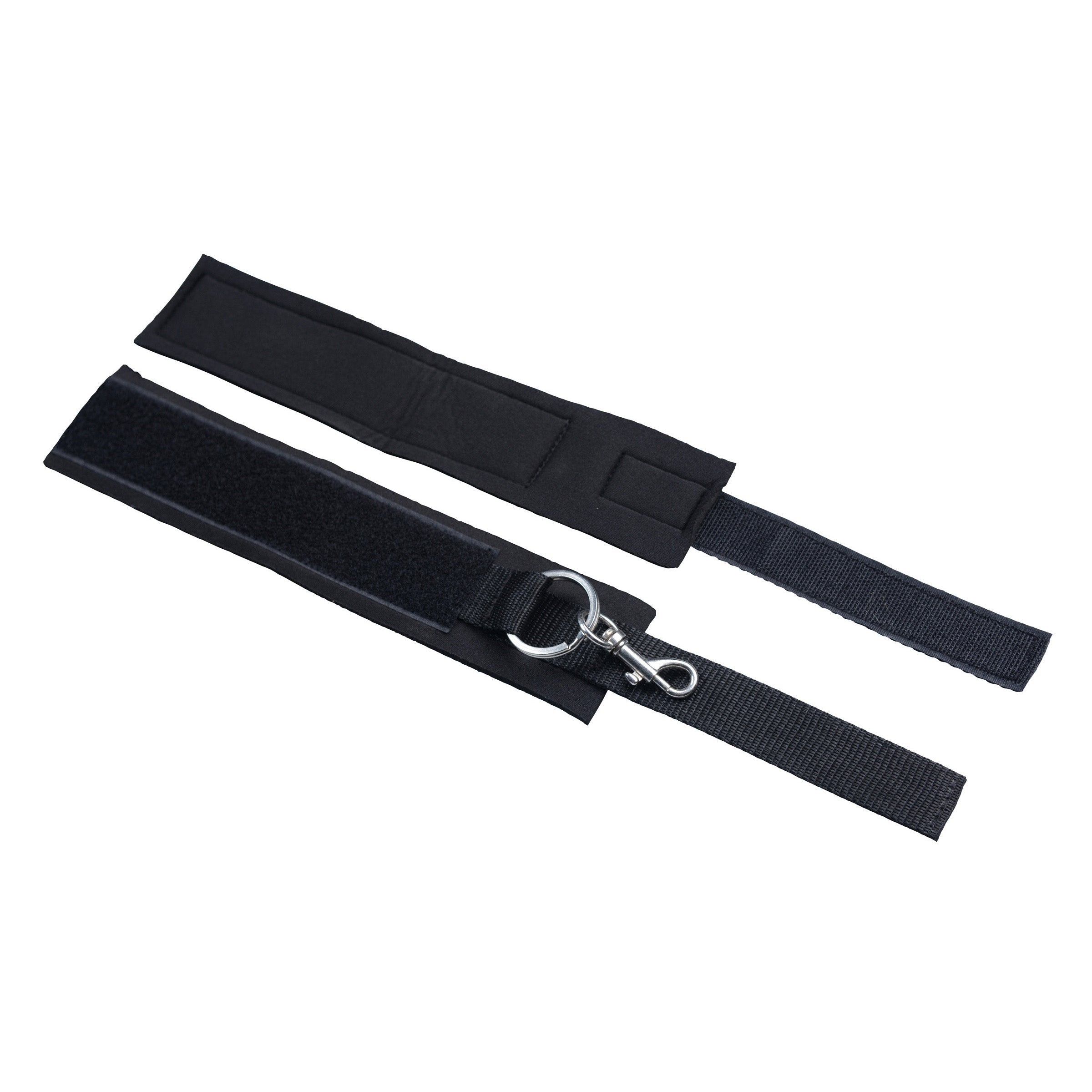 Accessories of the Interlace Bed Restraint Set including straps and key chain