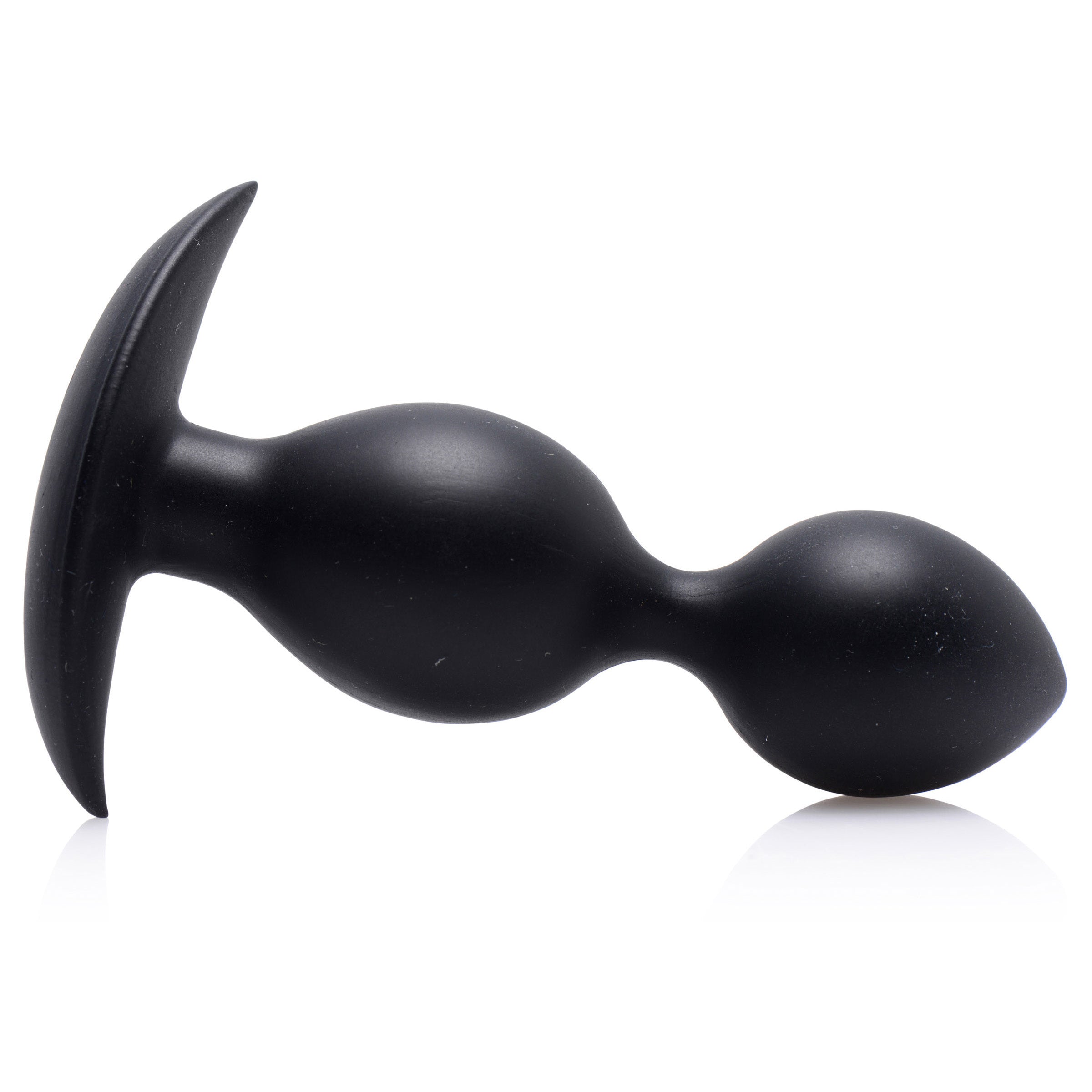 Side view of the Orbs Steel Weighted Silicone Anal Plug with handle