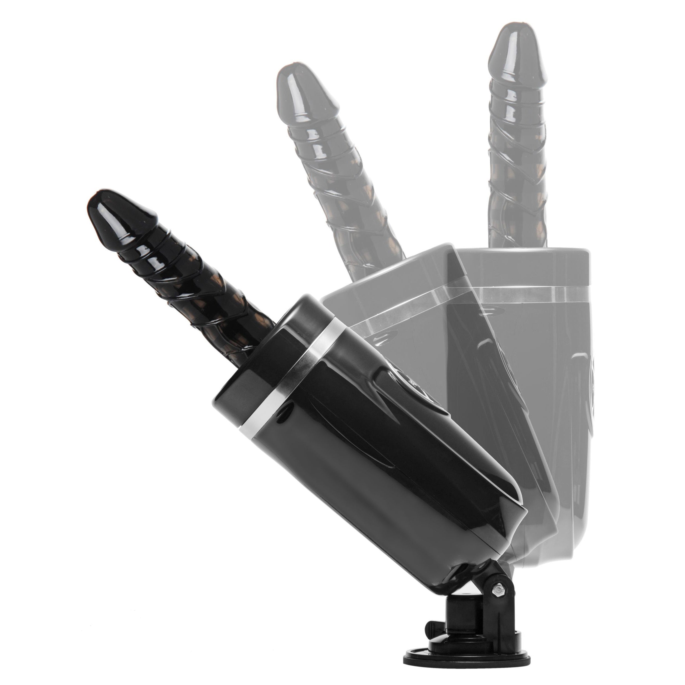 Dual-headed black and silver rechargeable sex machine