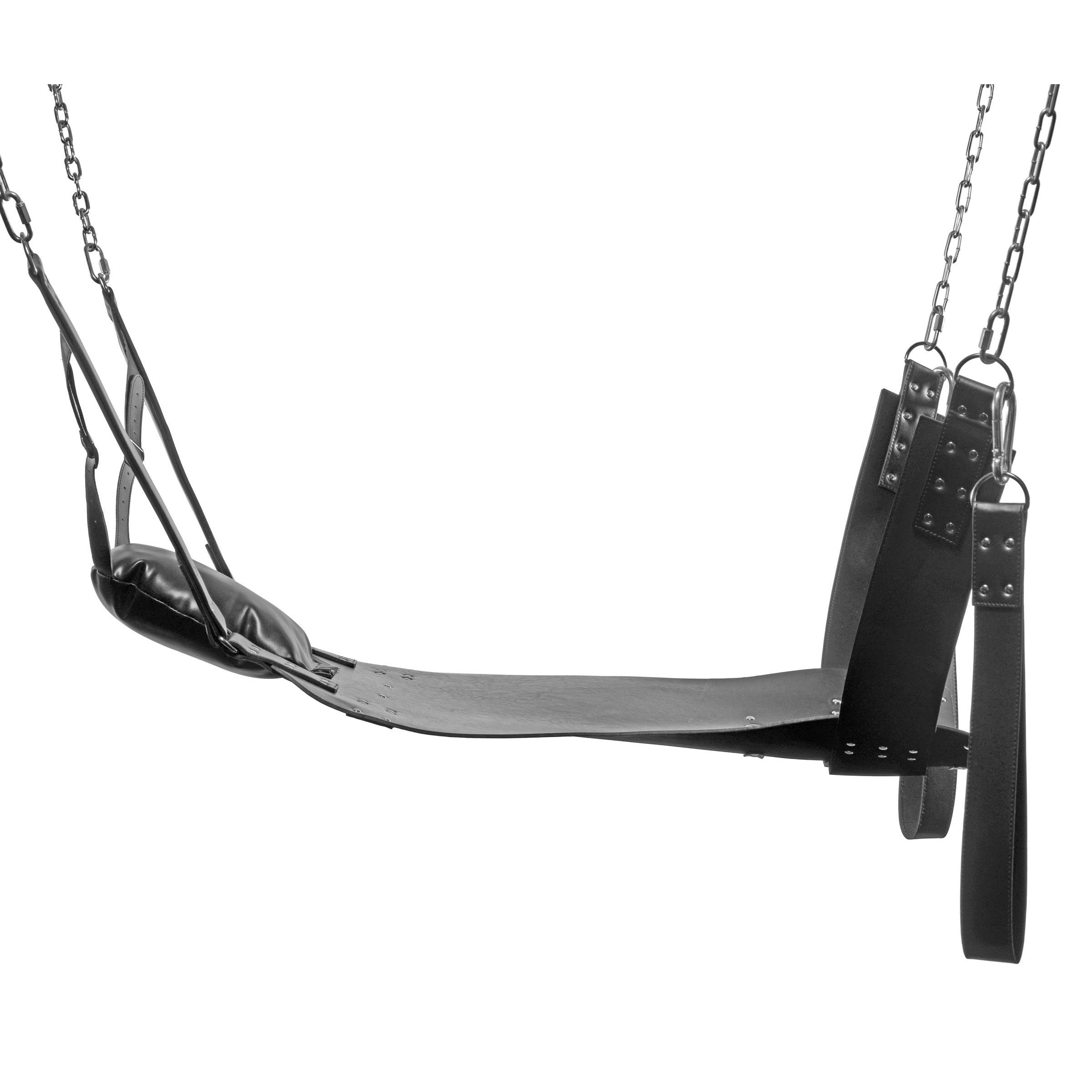 The Extreme Sling with a comfortable black leather seat and heavy-duty chains