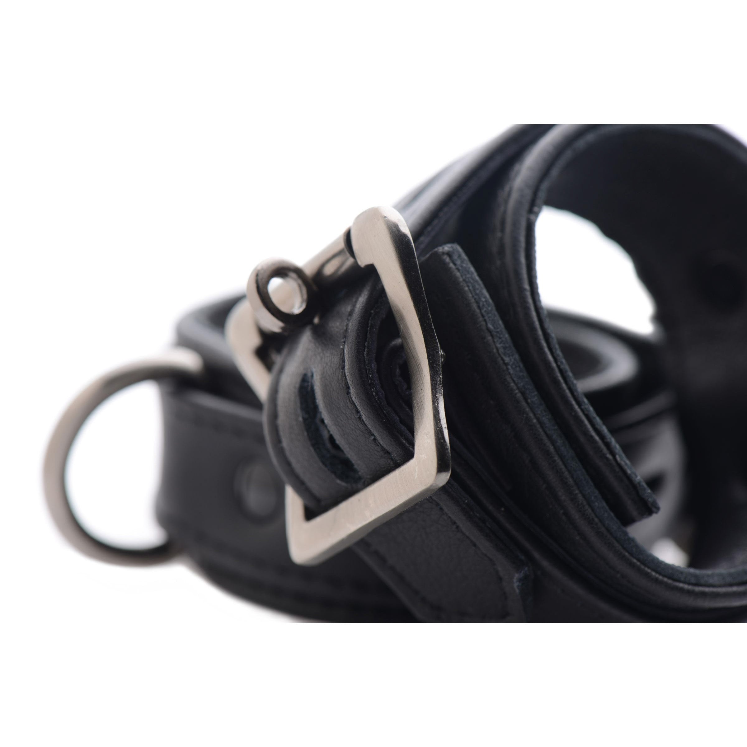 Detailed view of the locking mechanism on Strict Leather Luxury Ankle Cuffs