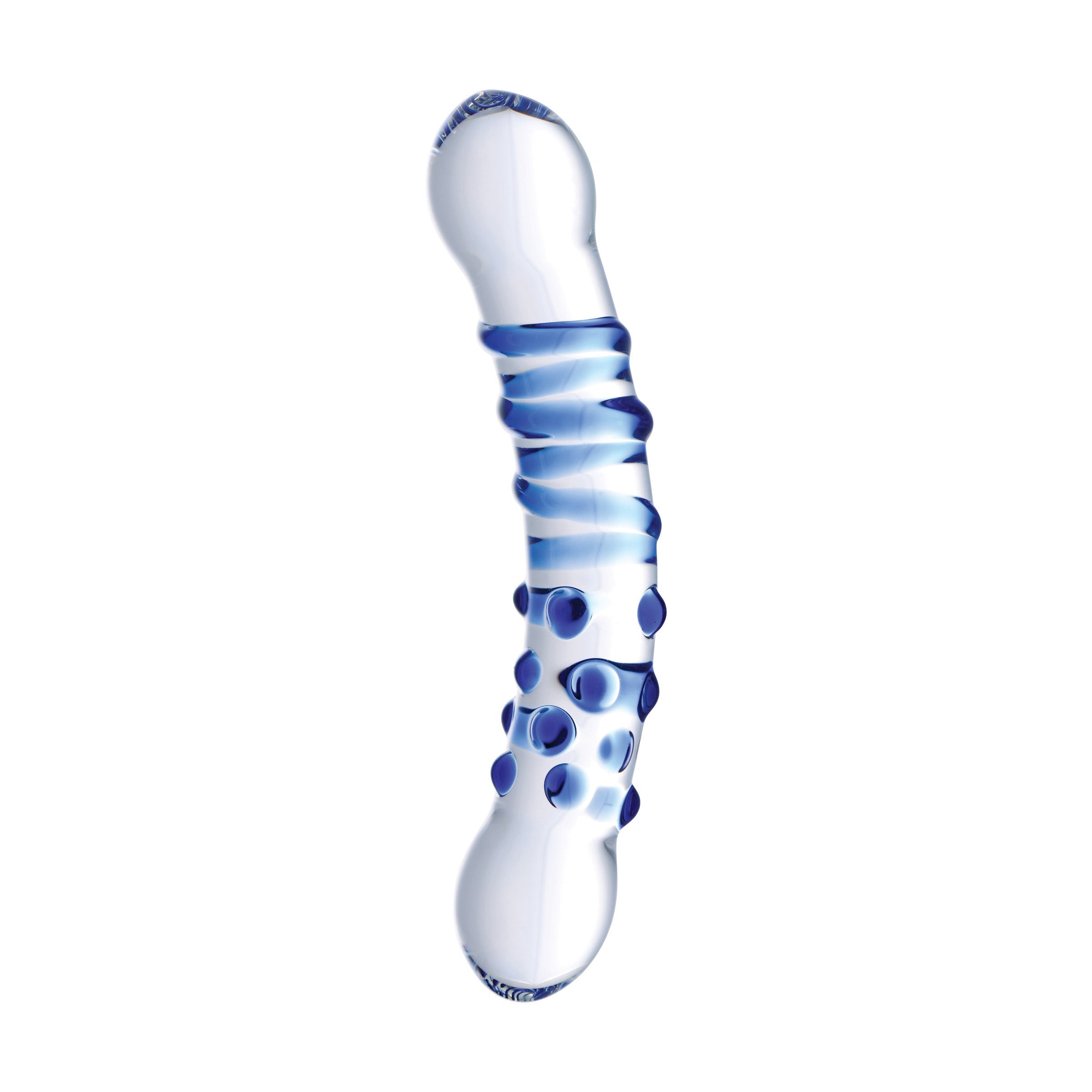 Dual-ended blue glass dildo with a tapered design