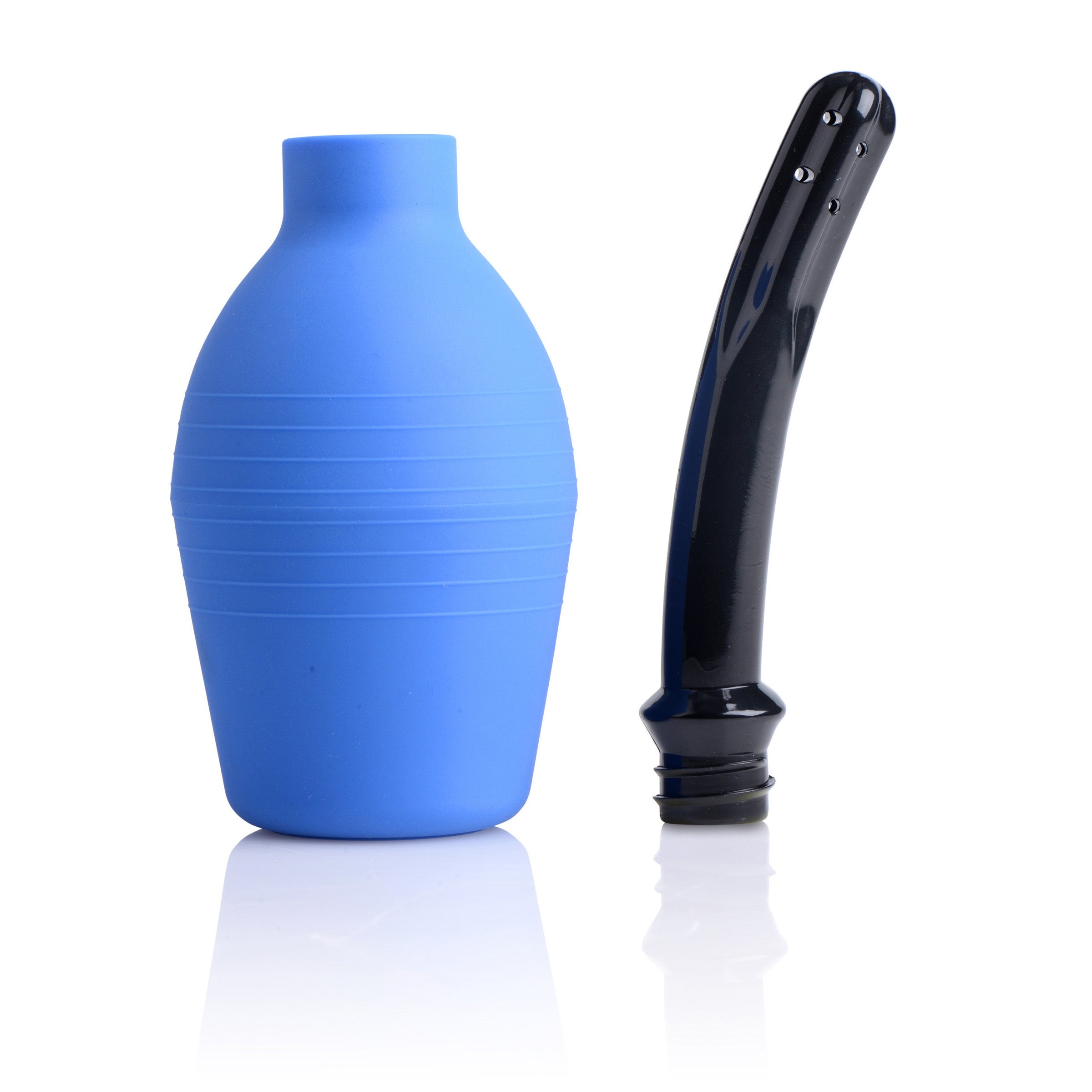 Premium One-way Valve Enema Douche with blue reservoir and black handle